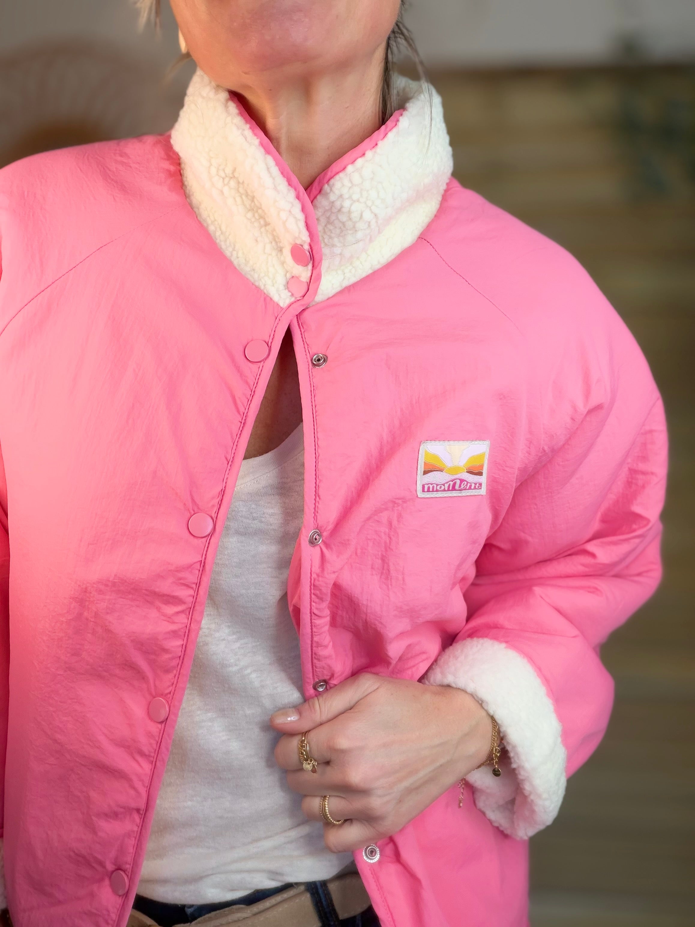 Veste matelassée réversible Sherpa AMÉLIE Rose