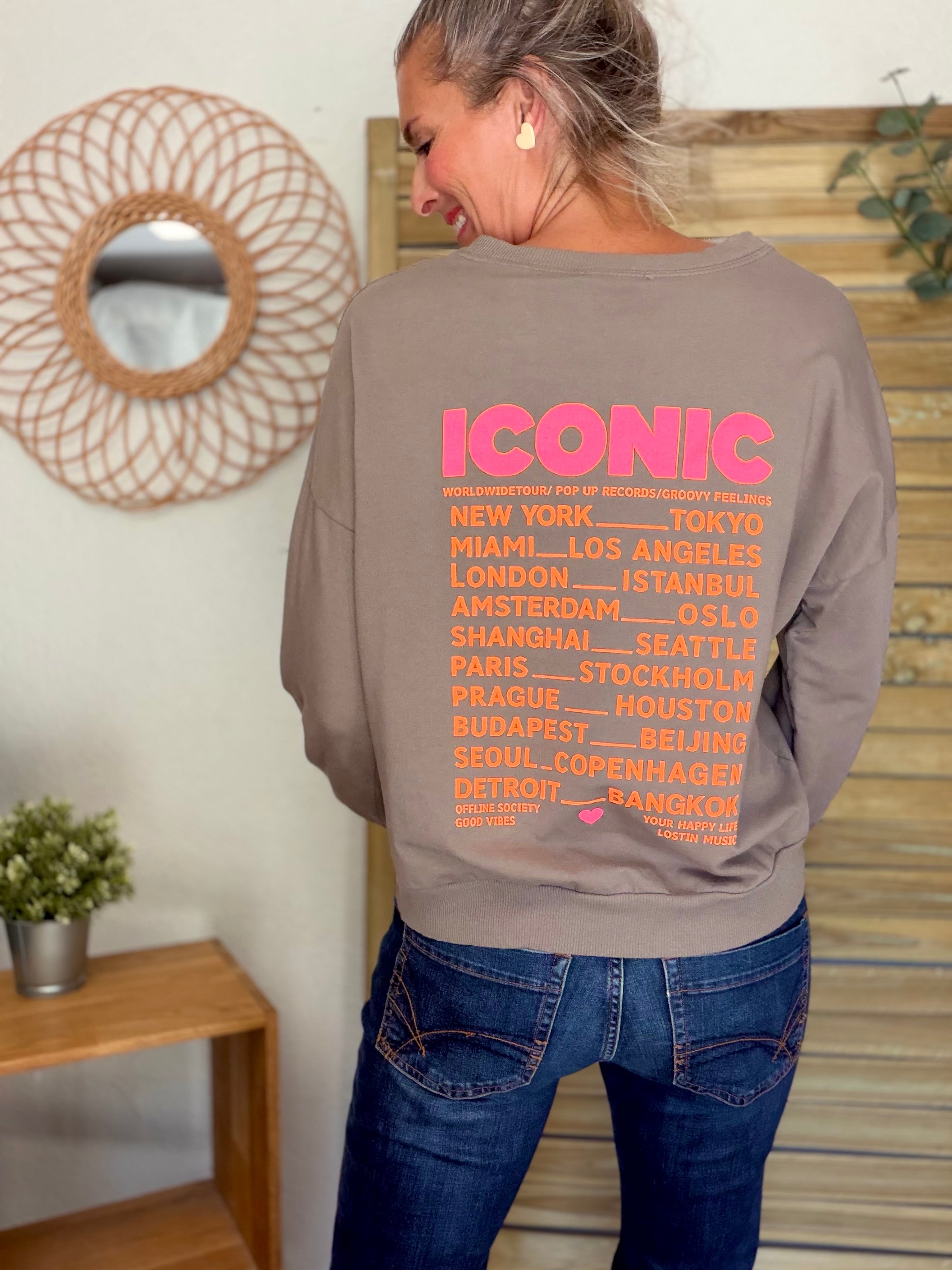 Sweat ICONIC léger 100% coton FAUSTINE Taupe (taille 36 à 46)