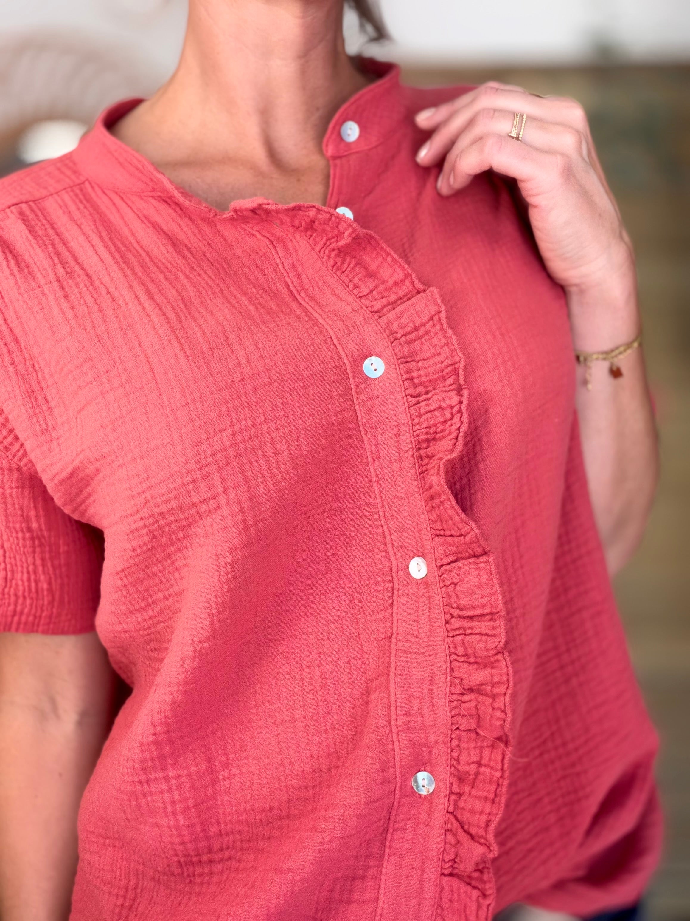 Blouse en gaze de coton ANAËLLE Terracotta