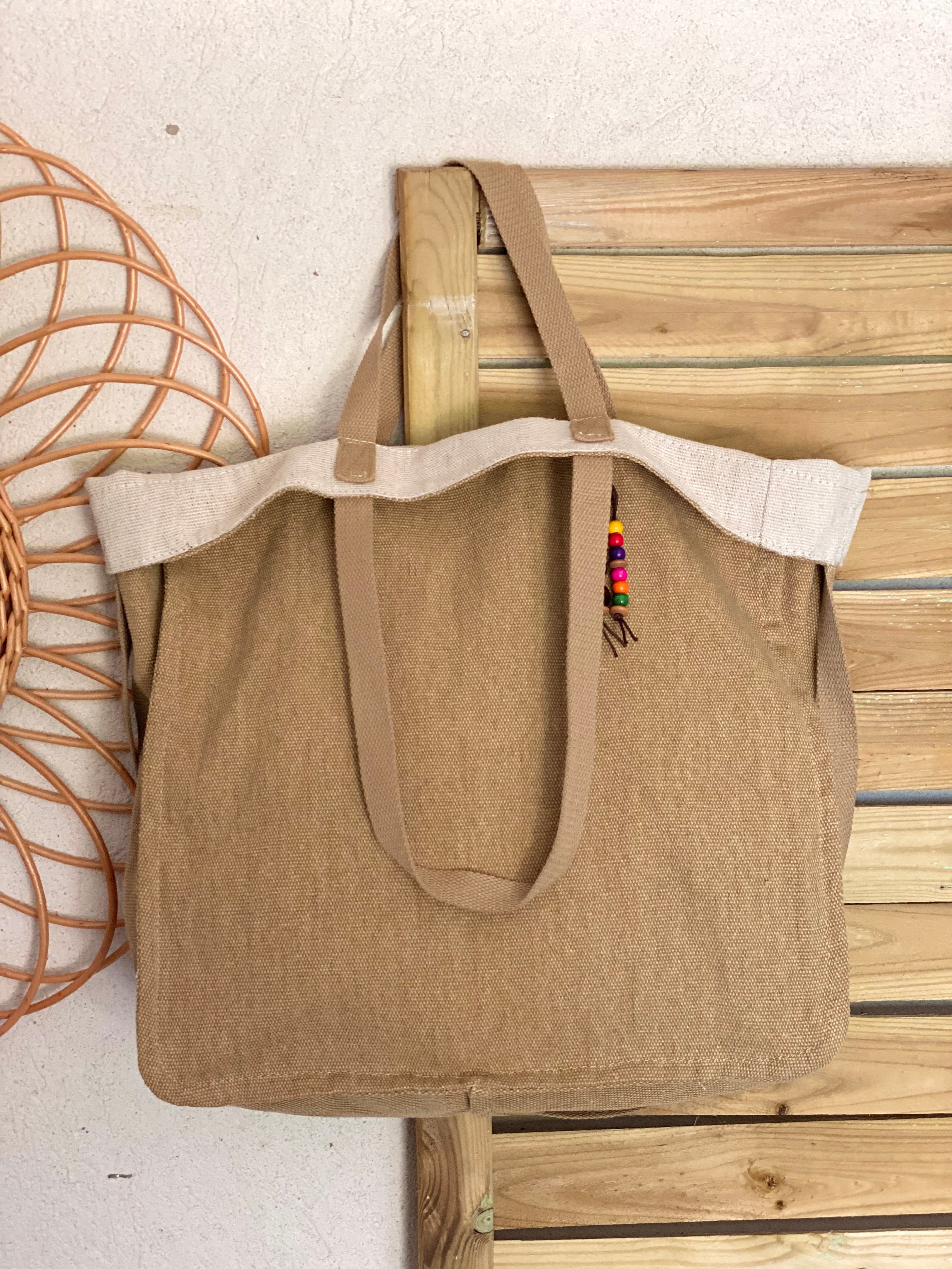 Sac cabas en toile de coton PACEY - Beige taupe