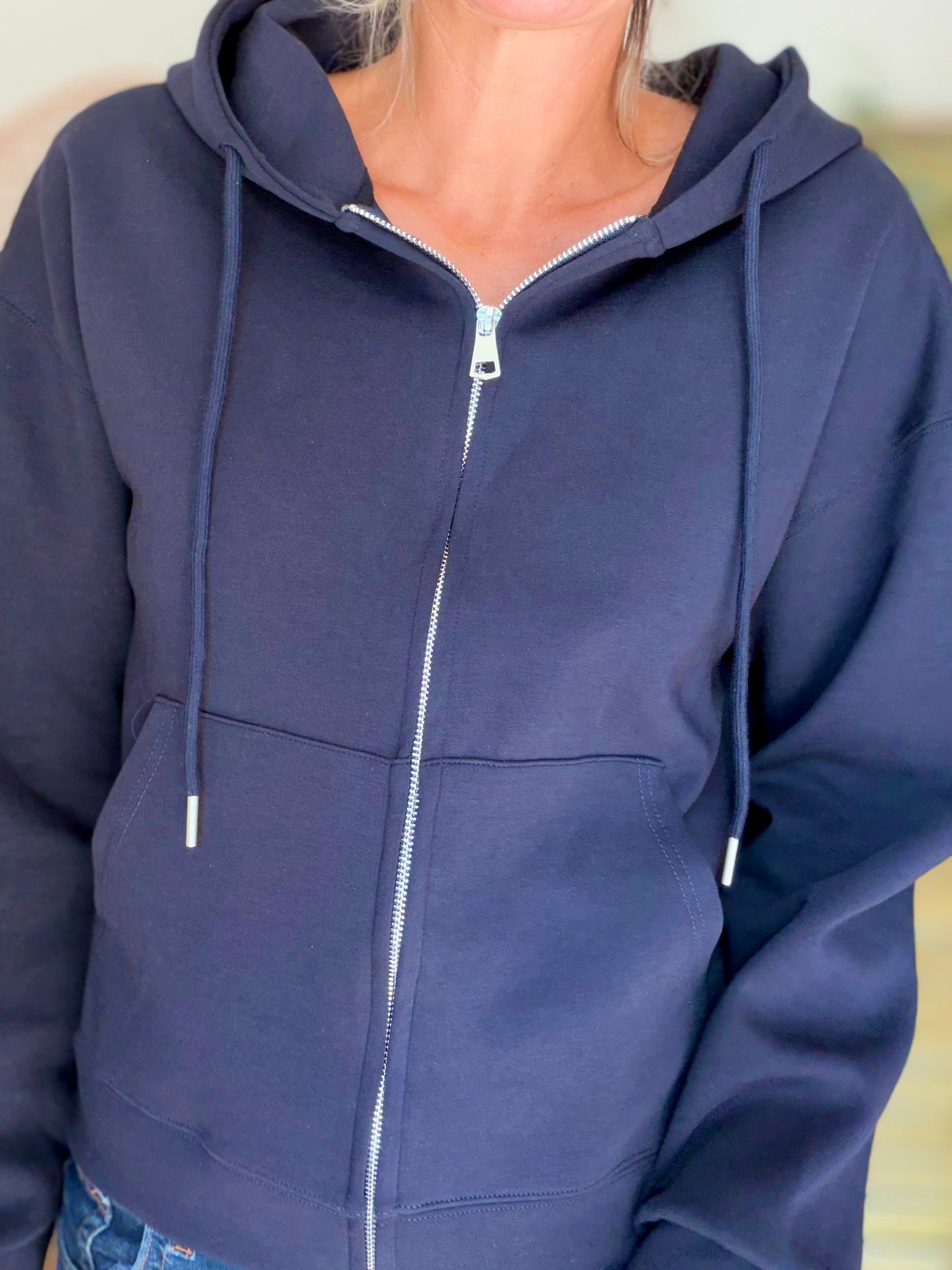 Hoodie sweat gilet strass (ailes)  CLOTHILDE - Bleu marine