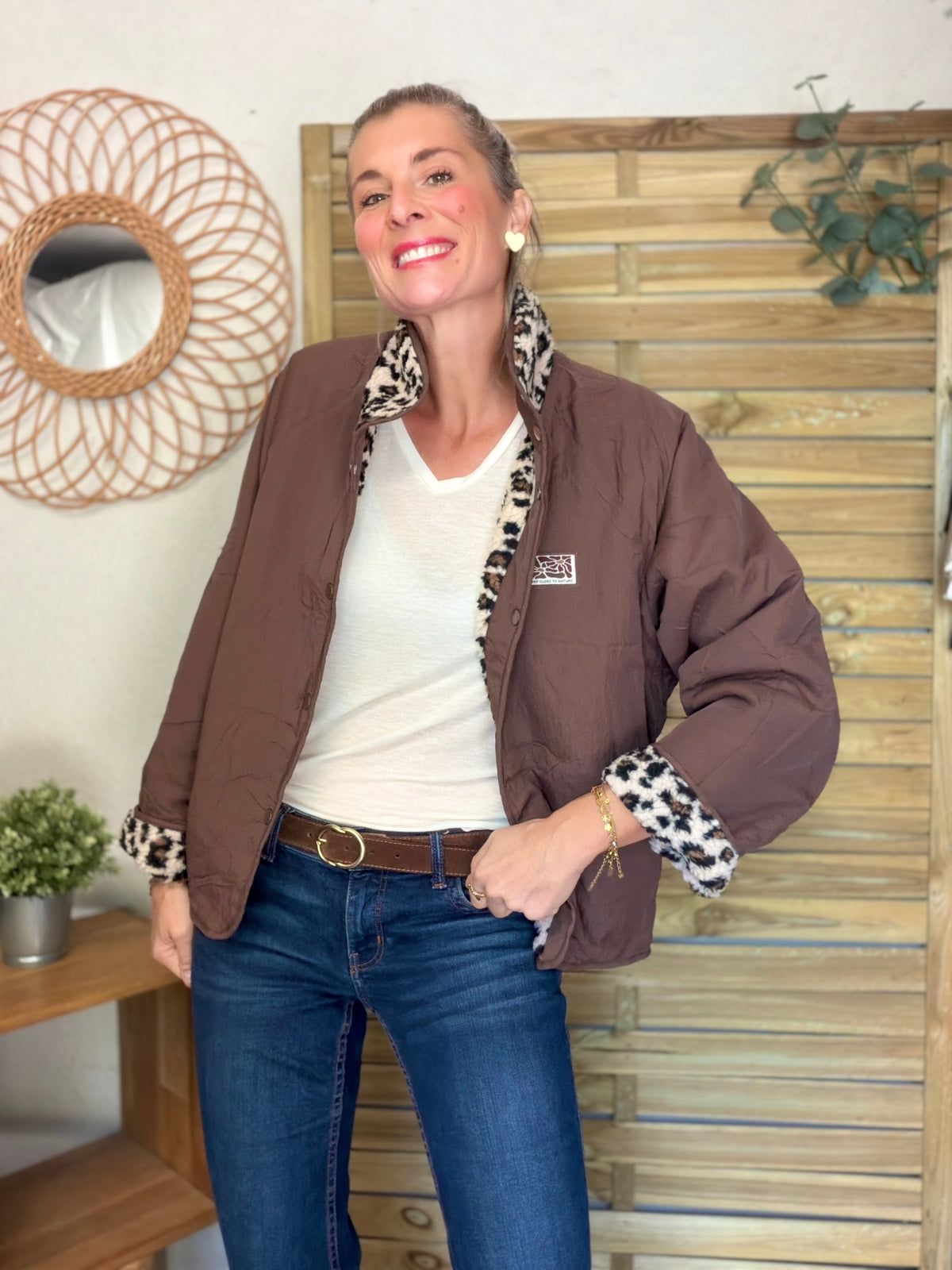 Veste matelassée réversible Sherpa AMÉLIE Choco / Léo