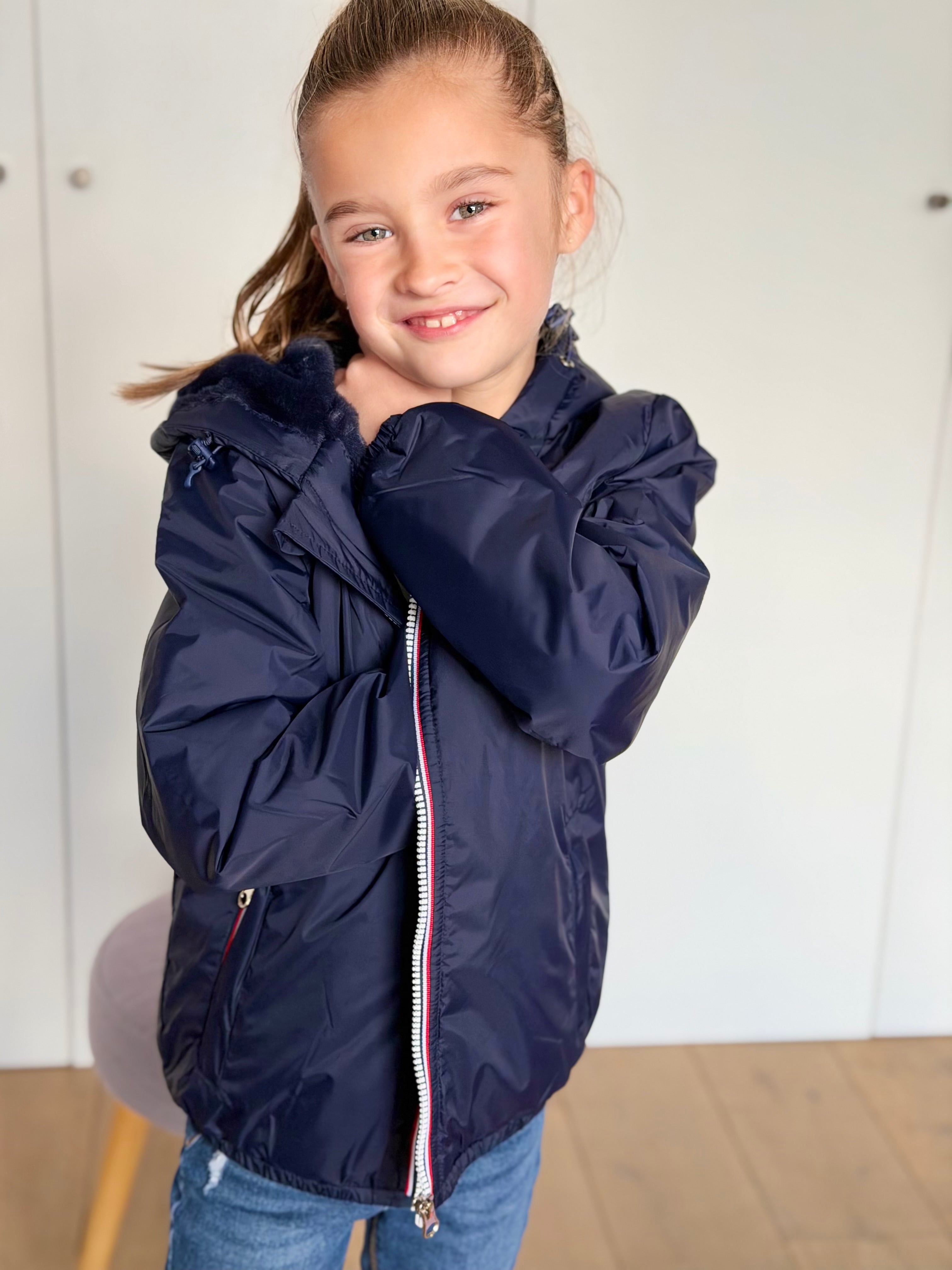 Parka Imperméable mixte LOUIS.E KIDS fourré - Bleu marine - LAURA JO ( DÉSTOCKAGE taille 6 ans)