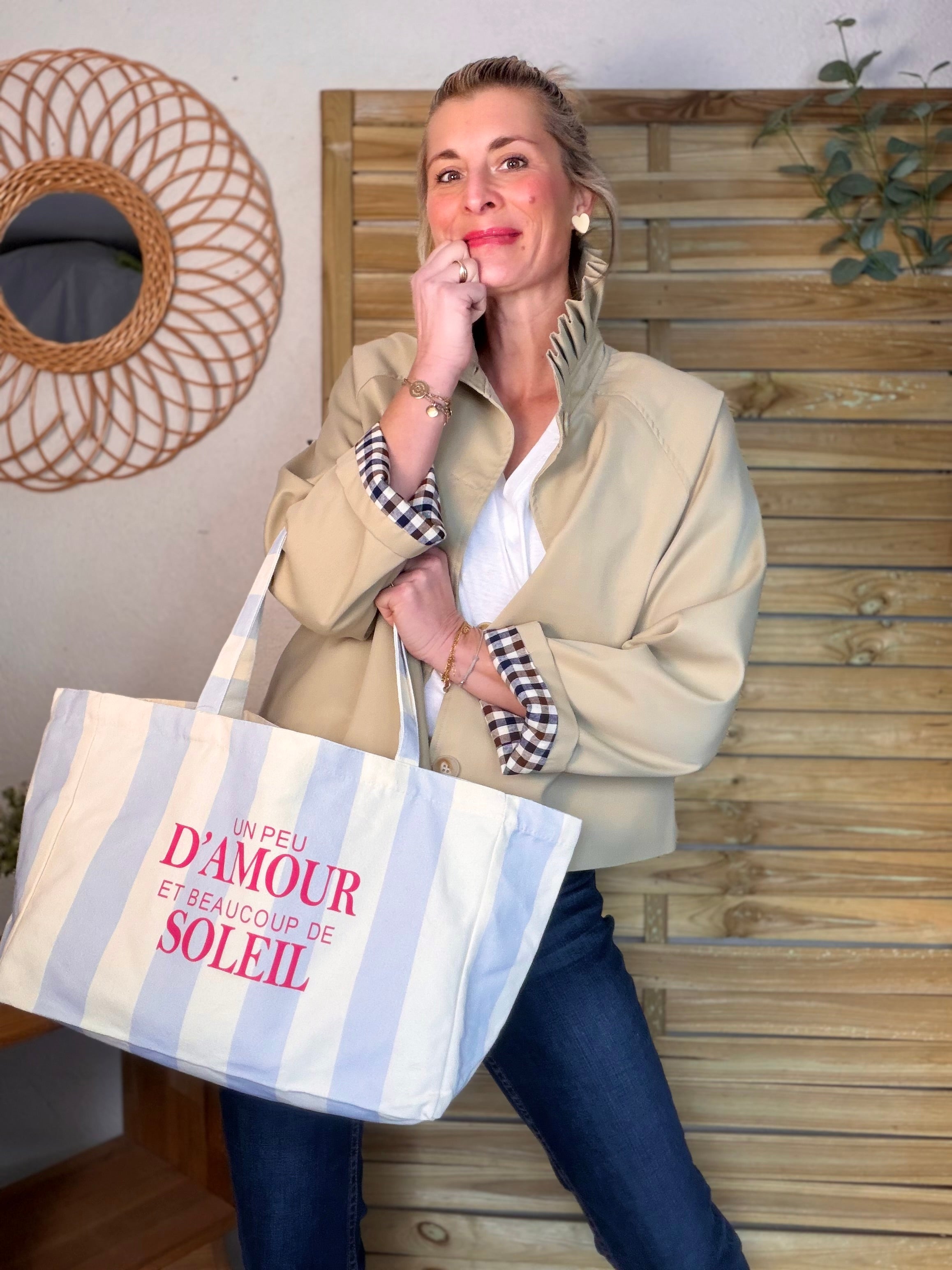 Grand cabas Tote bag un peu d’amour et beaucoup de soleil ELSY