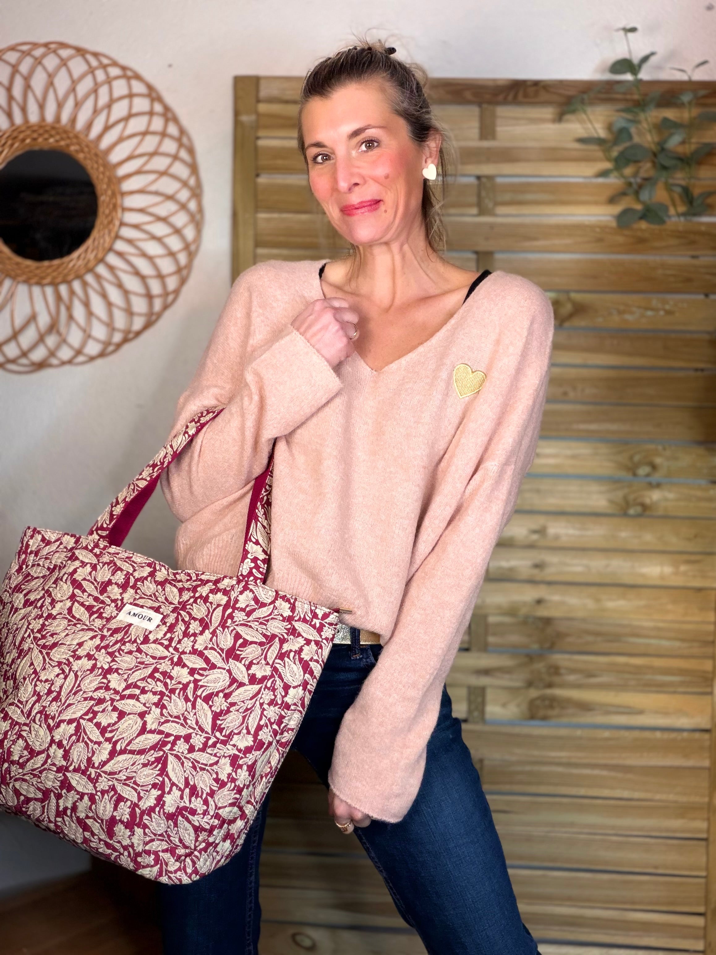 Sac cabas imprimé PIERCE - fleuri Magenta