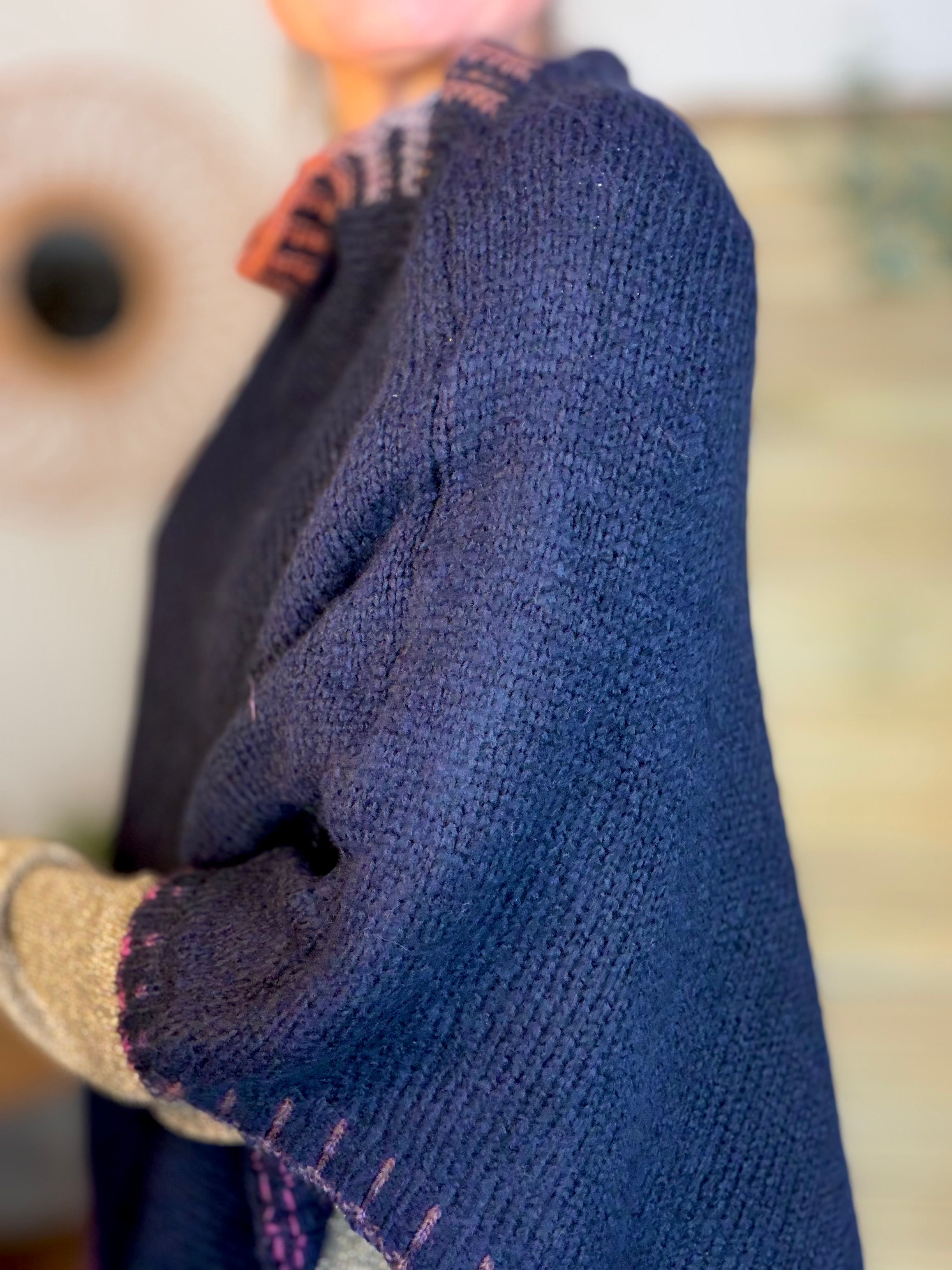 Poncho asymétrique GISÈLE - Bleu marine