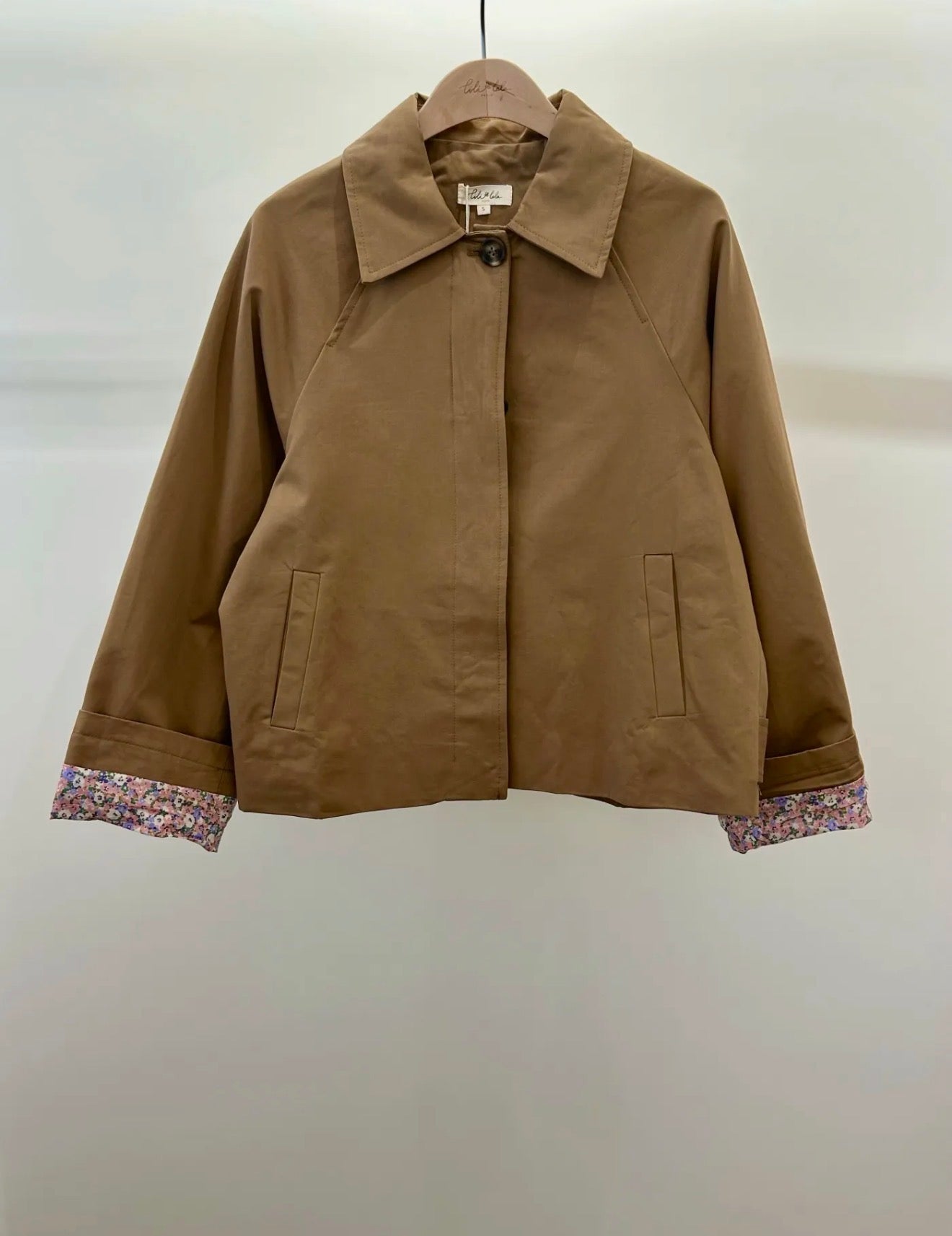 Veste Trench en coton Camel avec Liberty - MAHAUT - LILI et LALA