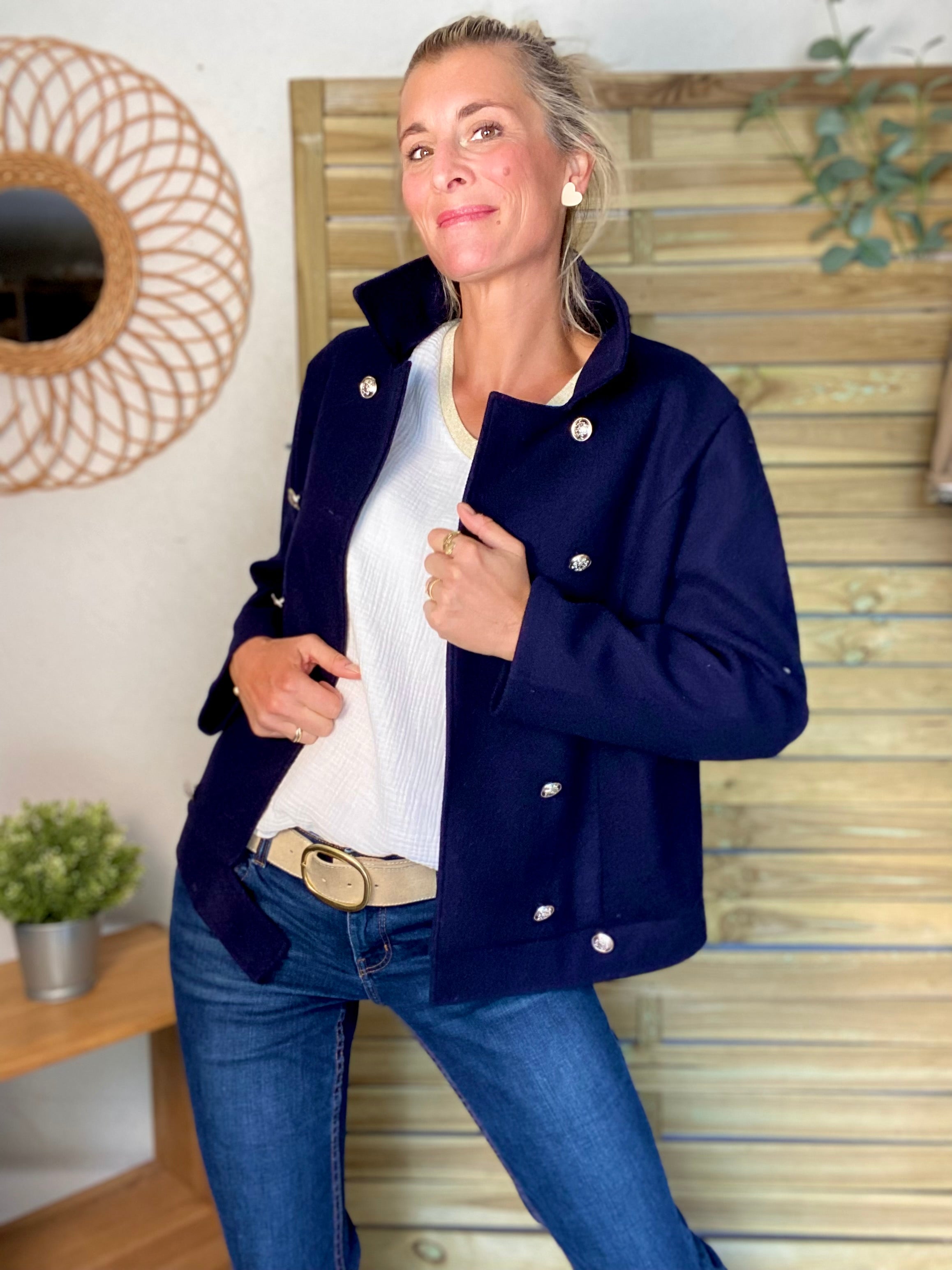 ⚠️ PRÉCOMMANDE (Expédition à partir du 01/10) - Veste caban légère JACK - Bleu marine