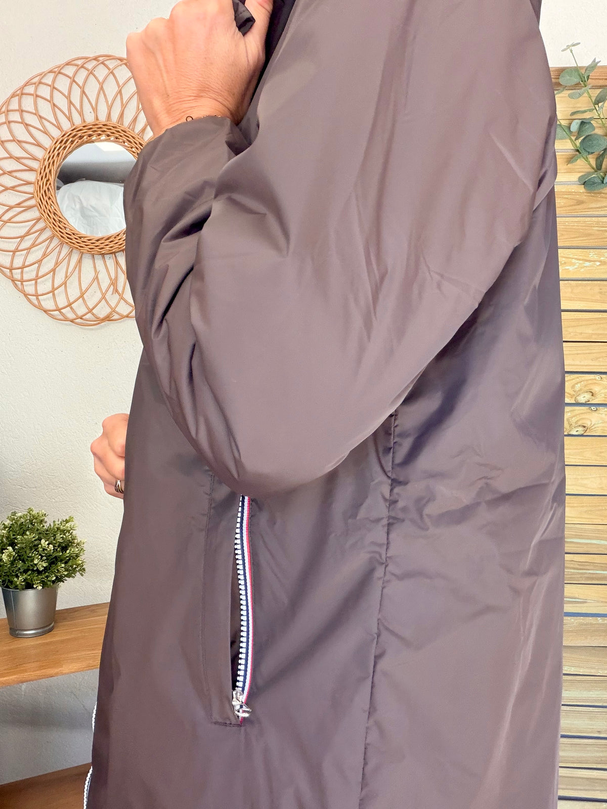 LAURA JO - Parka Imperméable LOUISE LONG Sherpa écru - Chocolat
