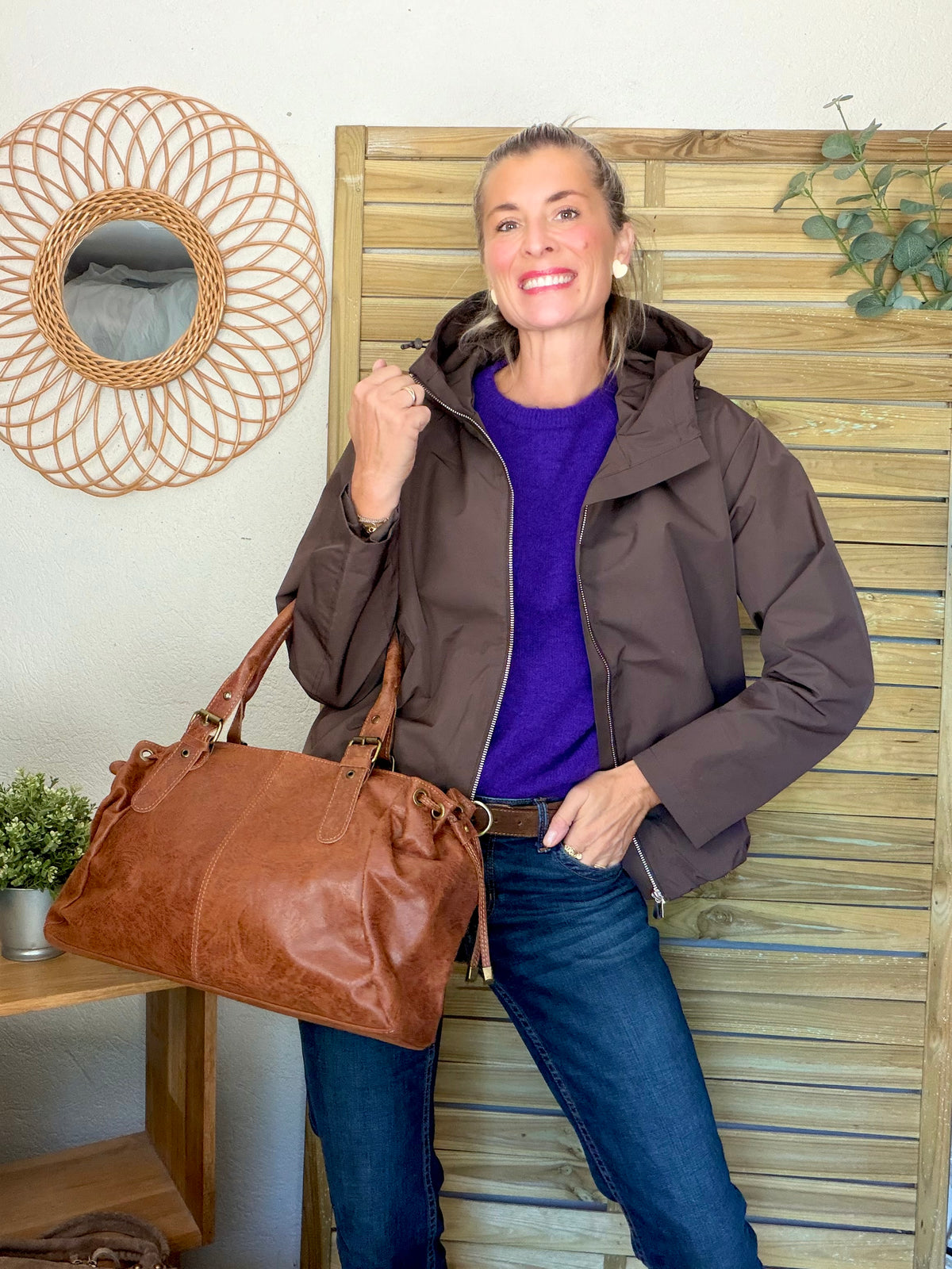 Pull laine et alpaga PEGGY - Violet