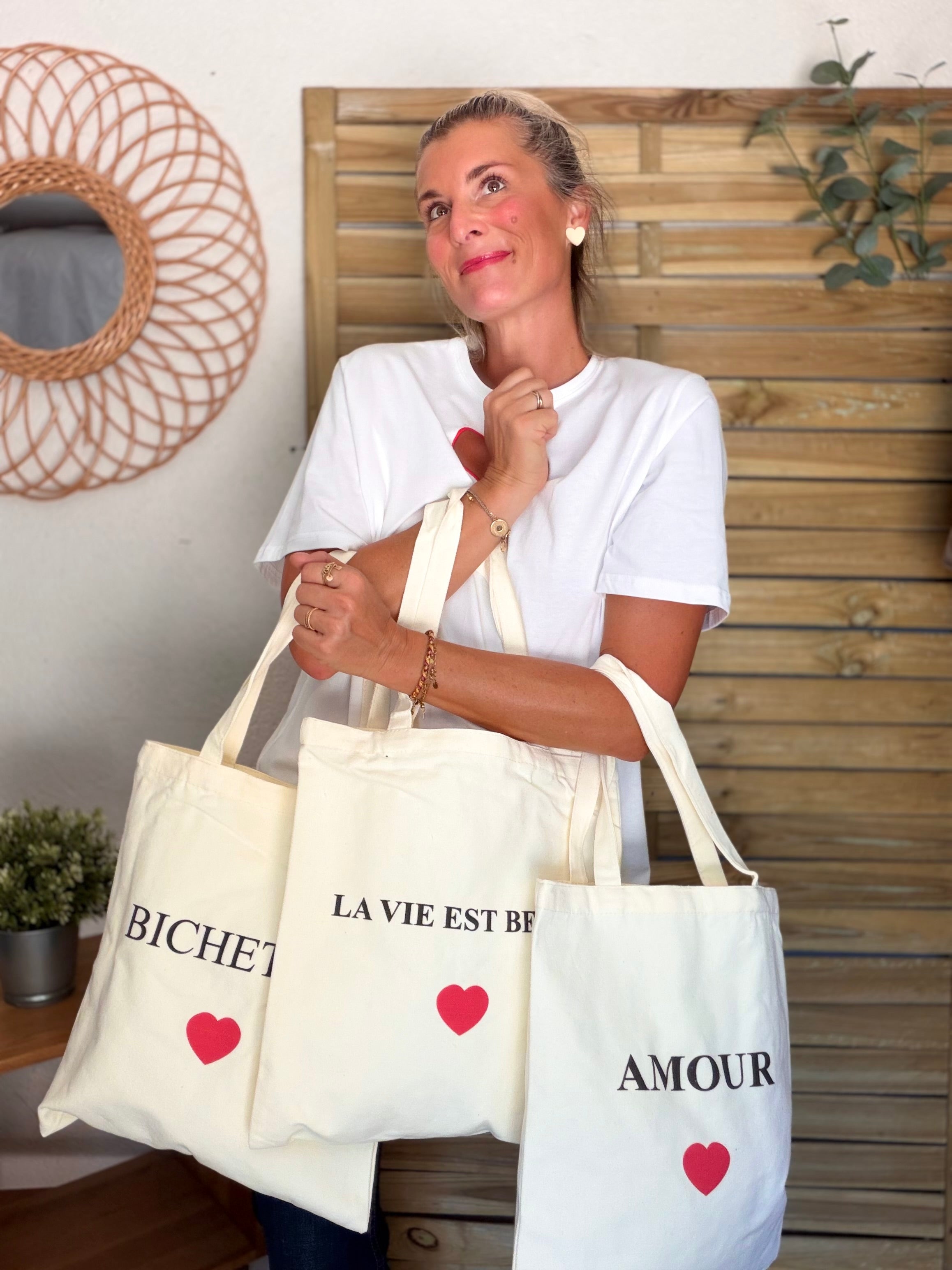 Tote bag LOLITA - AMOUR • BICHETTE • VIE EST BELLE