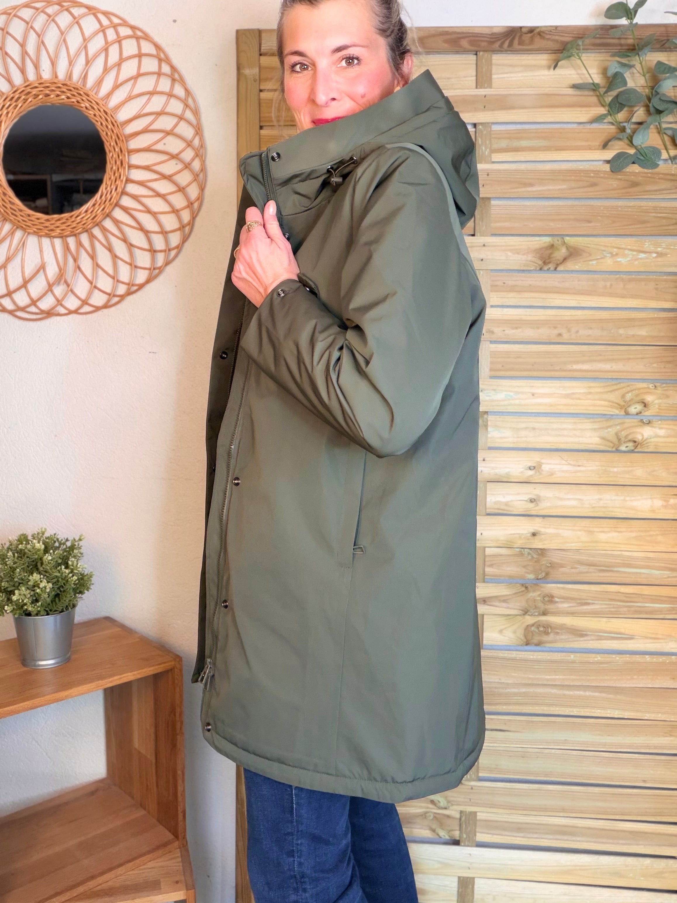 Parka fourrée imperméable AMBRE - Kaki / Beige - LAURA JO