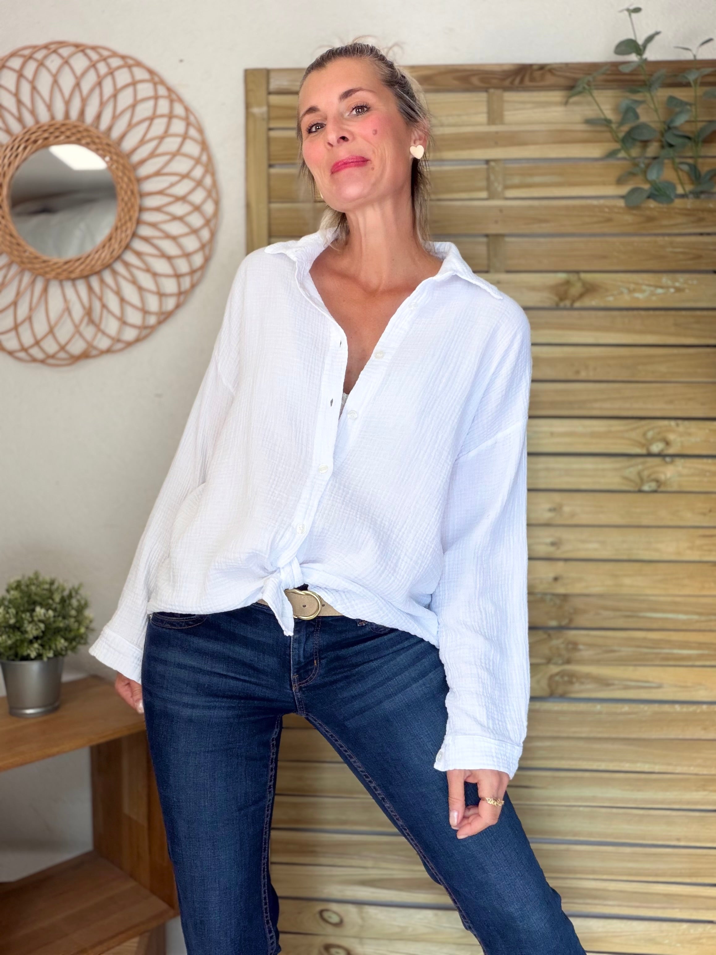 Chemise en gaze de coton ICONIC - ALANIS Blanc
