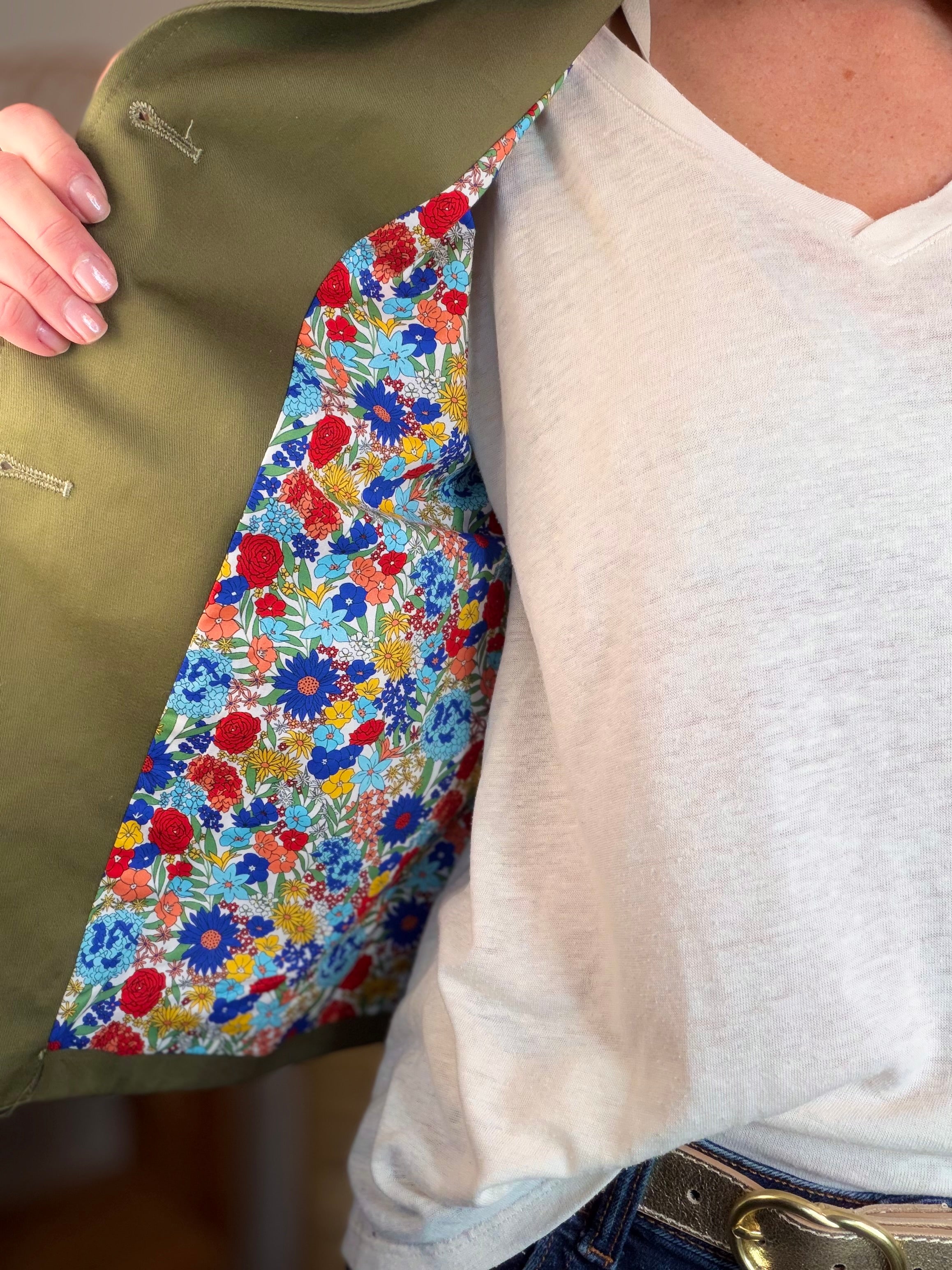 Veste Trench col victorien avec Liberty - VICKY Kaki