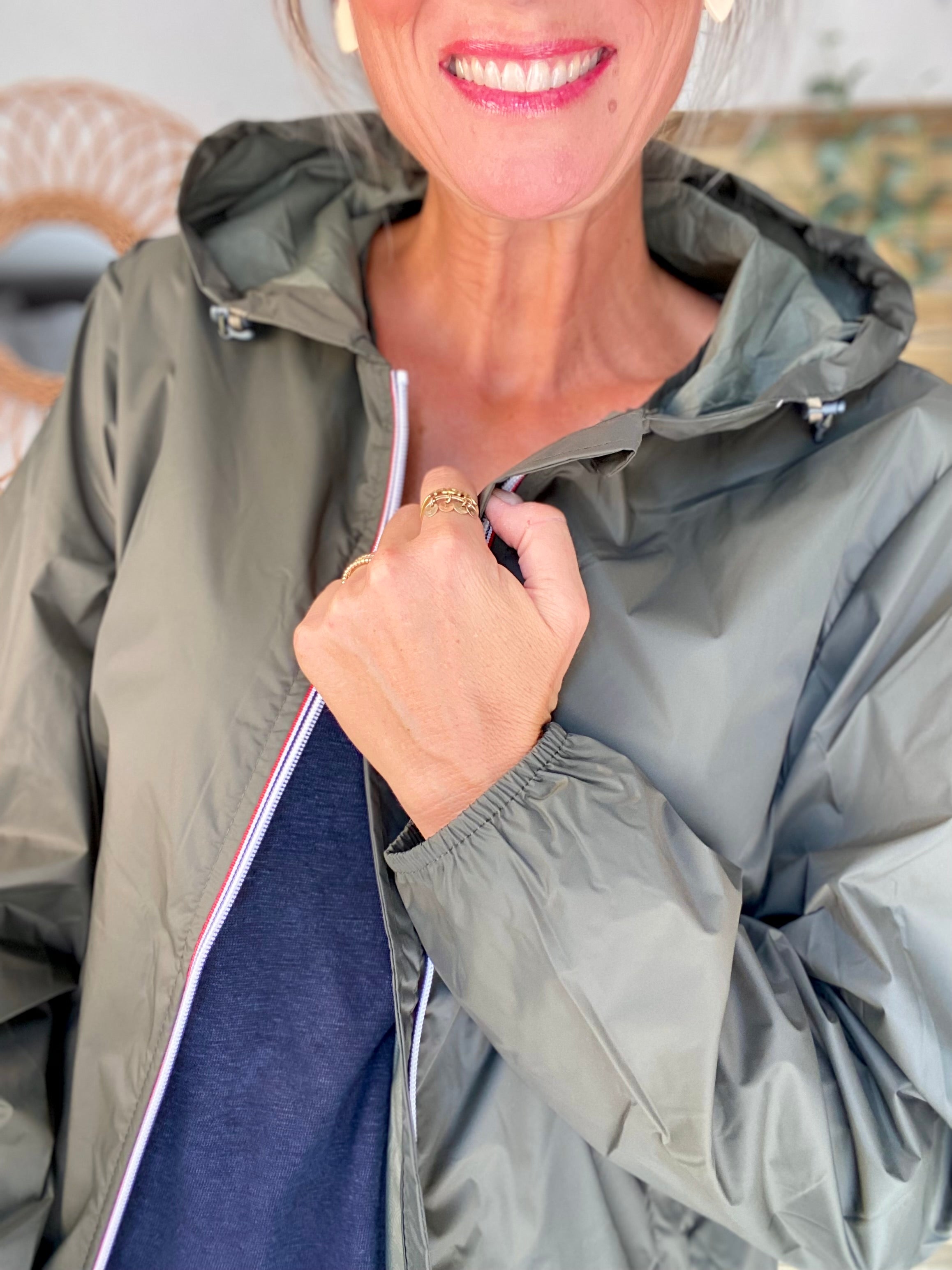 Coupe vent imperméable ANNA COURT Kaki - LAURA JO - DÉSTOCKAGE sur Tailles L et XL