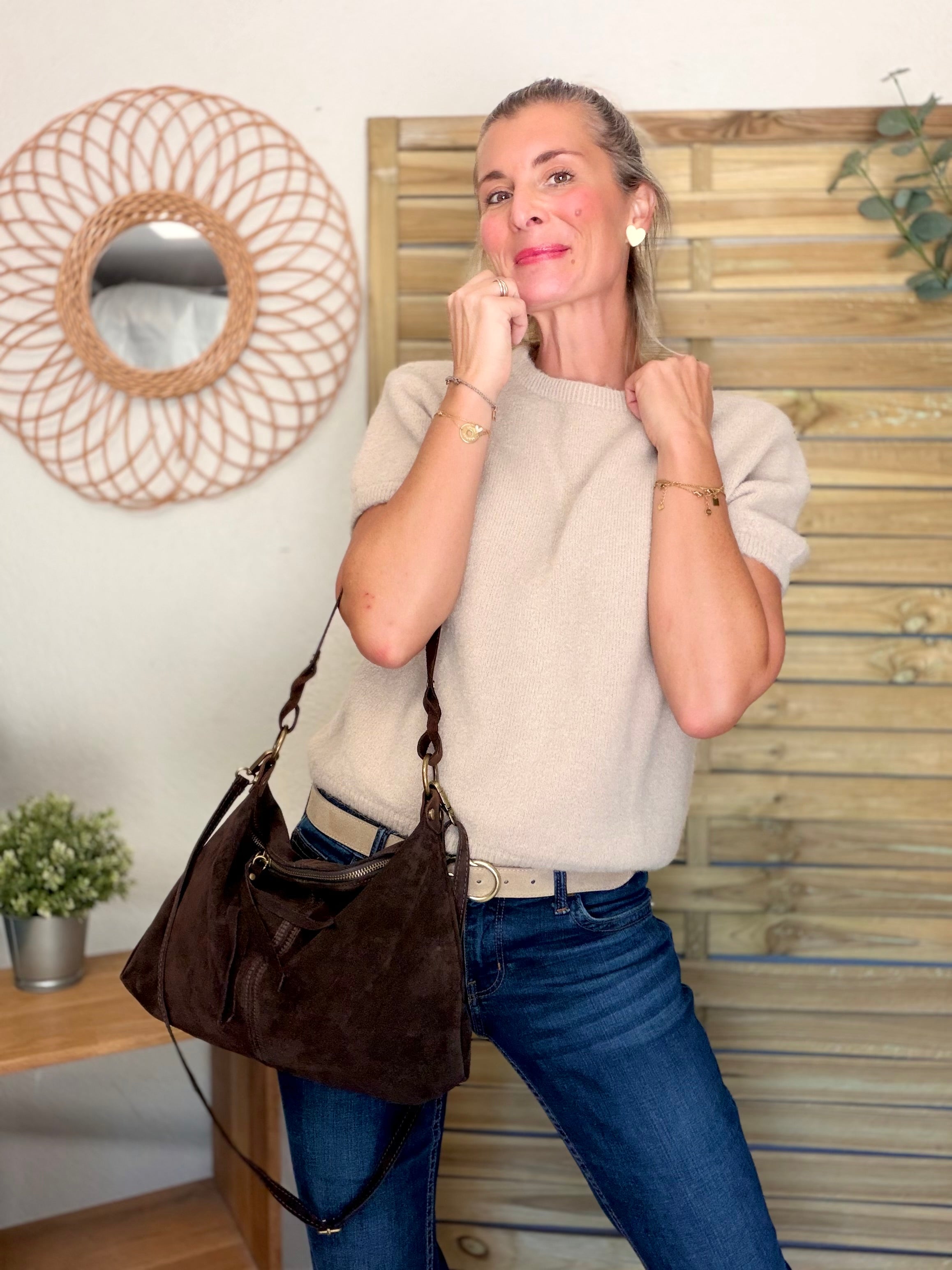 Pull laine et alpaga PEGGY - Beige