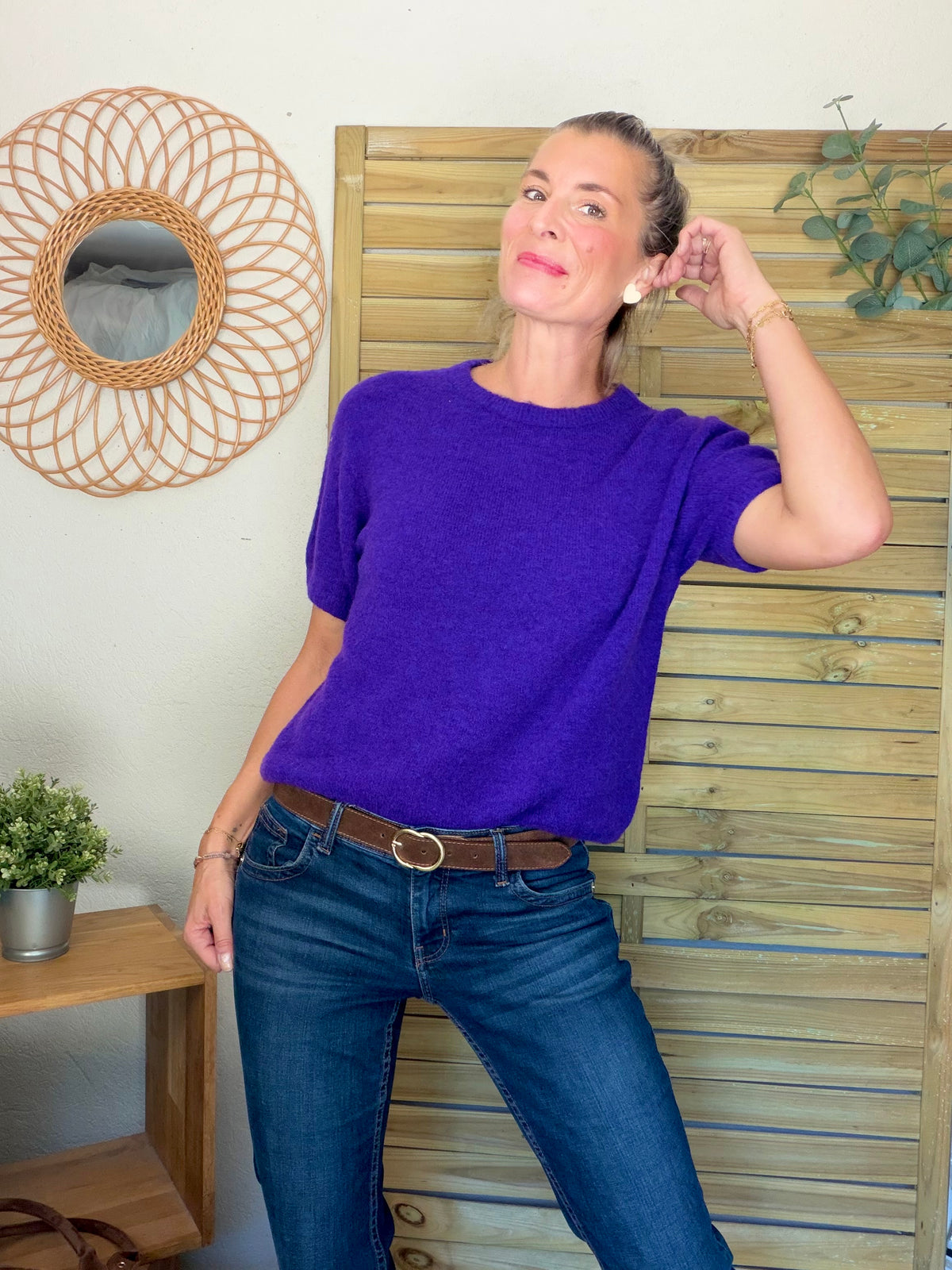 Pull laine et alpaga PEGGY - Violet