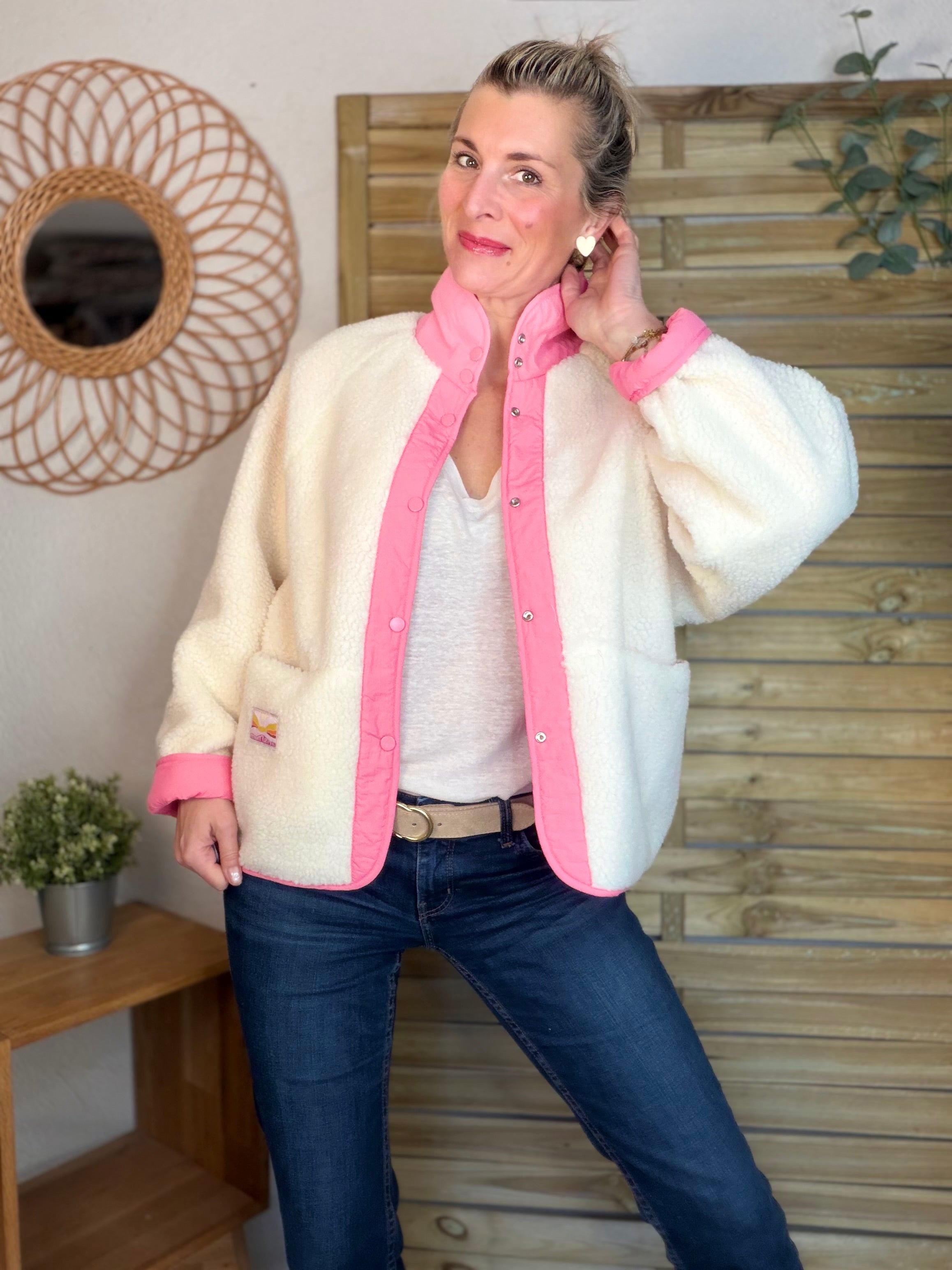 Veste matelassée réversible Sherpa AMÉLIE Rose