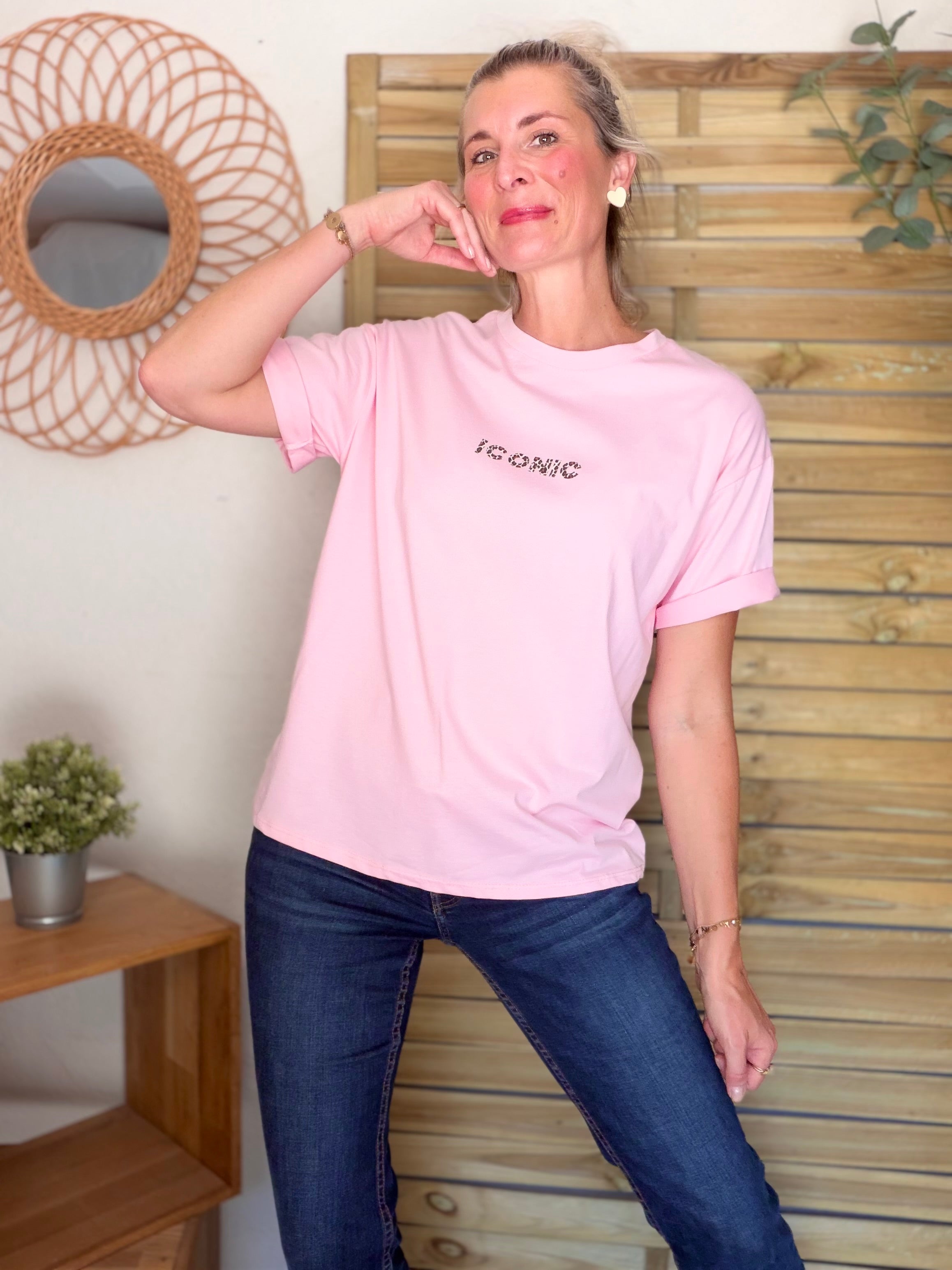 Tee shirt ICONIC Léo LÉONA Rose