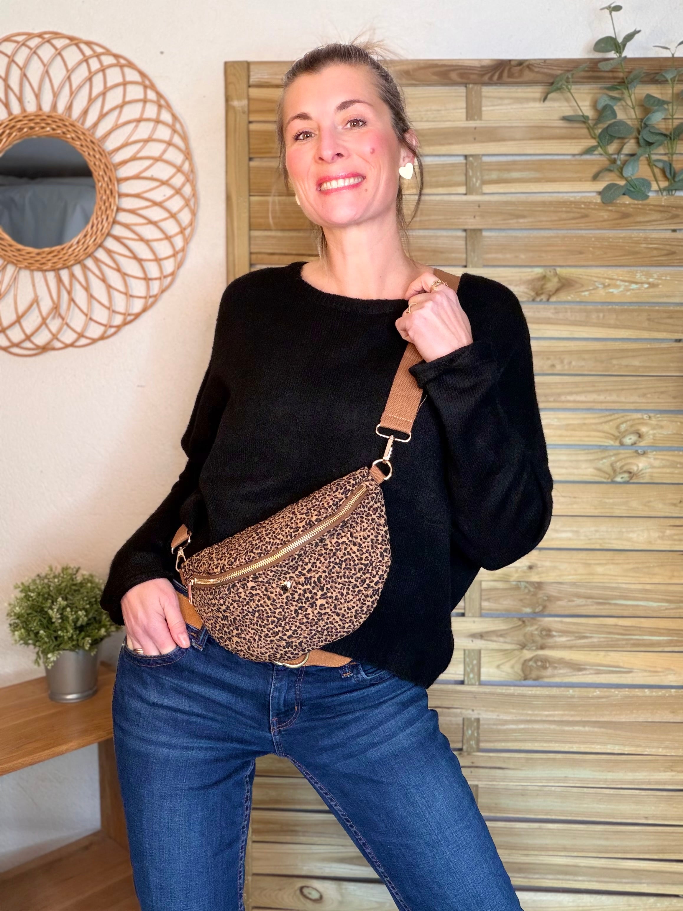 Sac banane L matelassé cœur doré 💛 JOSIE - Léo Camel 🐆