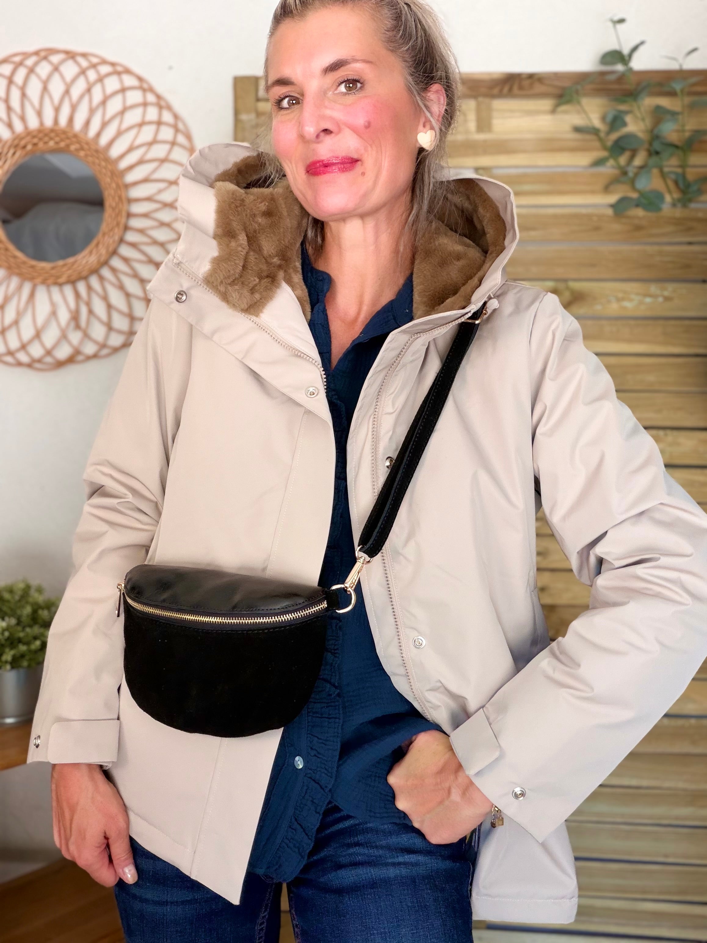 LAURA JO - Parka fourrée imperméable AMBRE MI-LONG - Beige / Camel