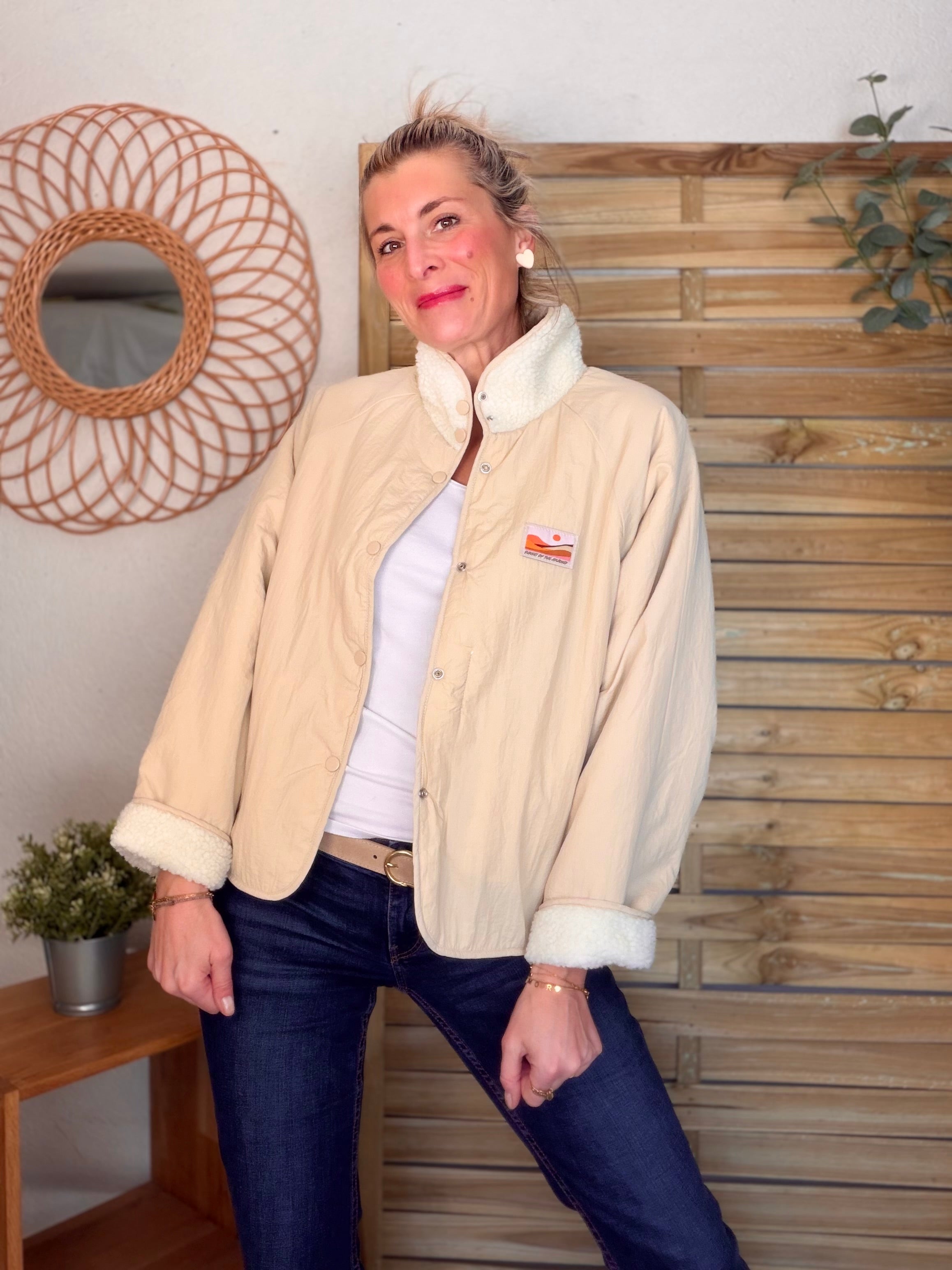 Veste matelassée réversible Sherpa AMÉLIE Beige
