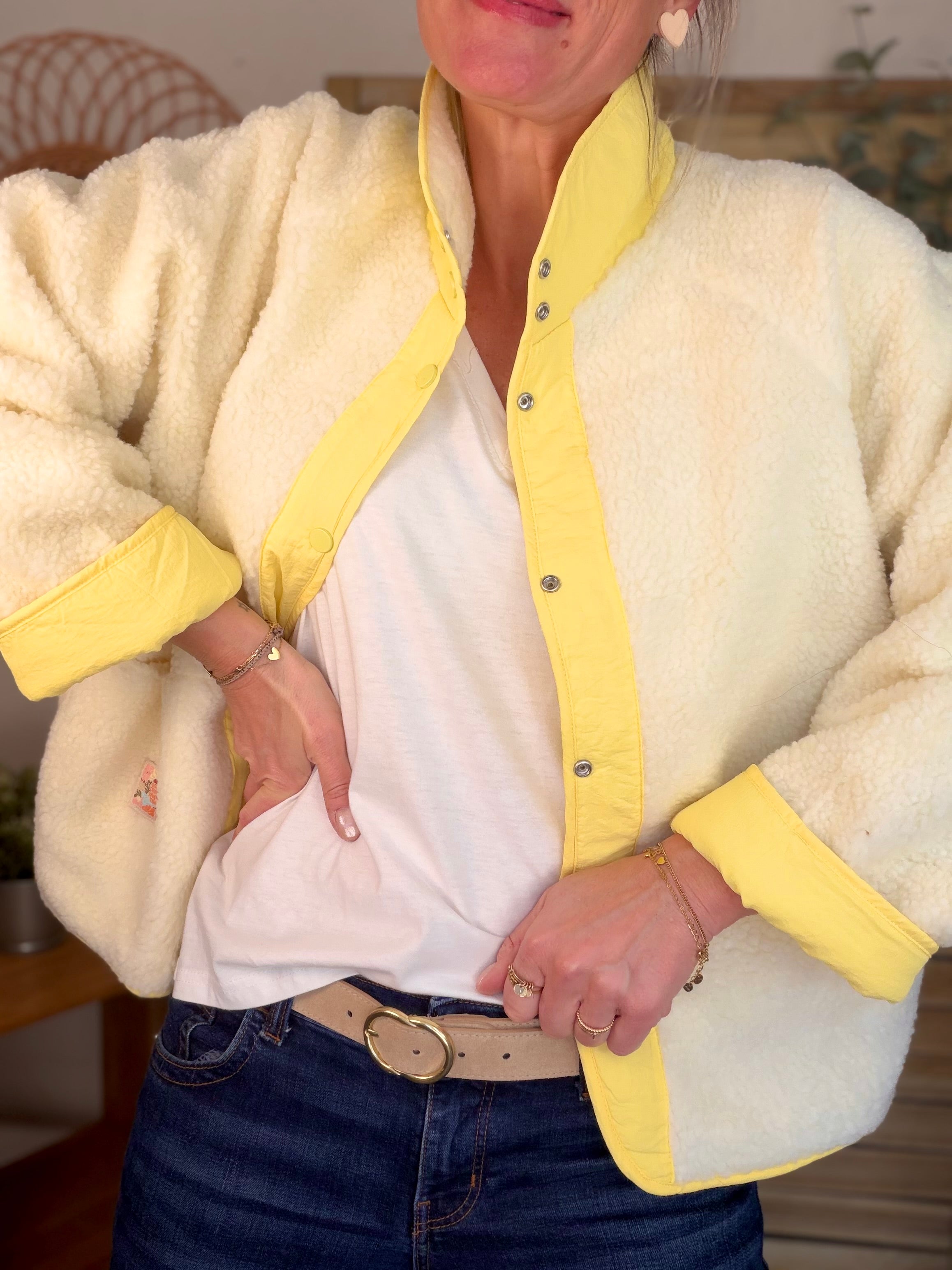 Veste matelassée réversible Sherpa AMÉLIE Jaune