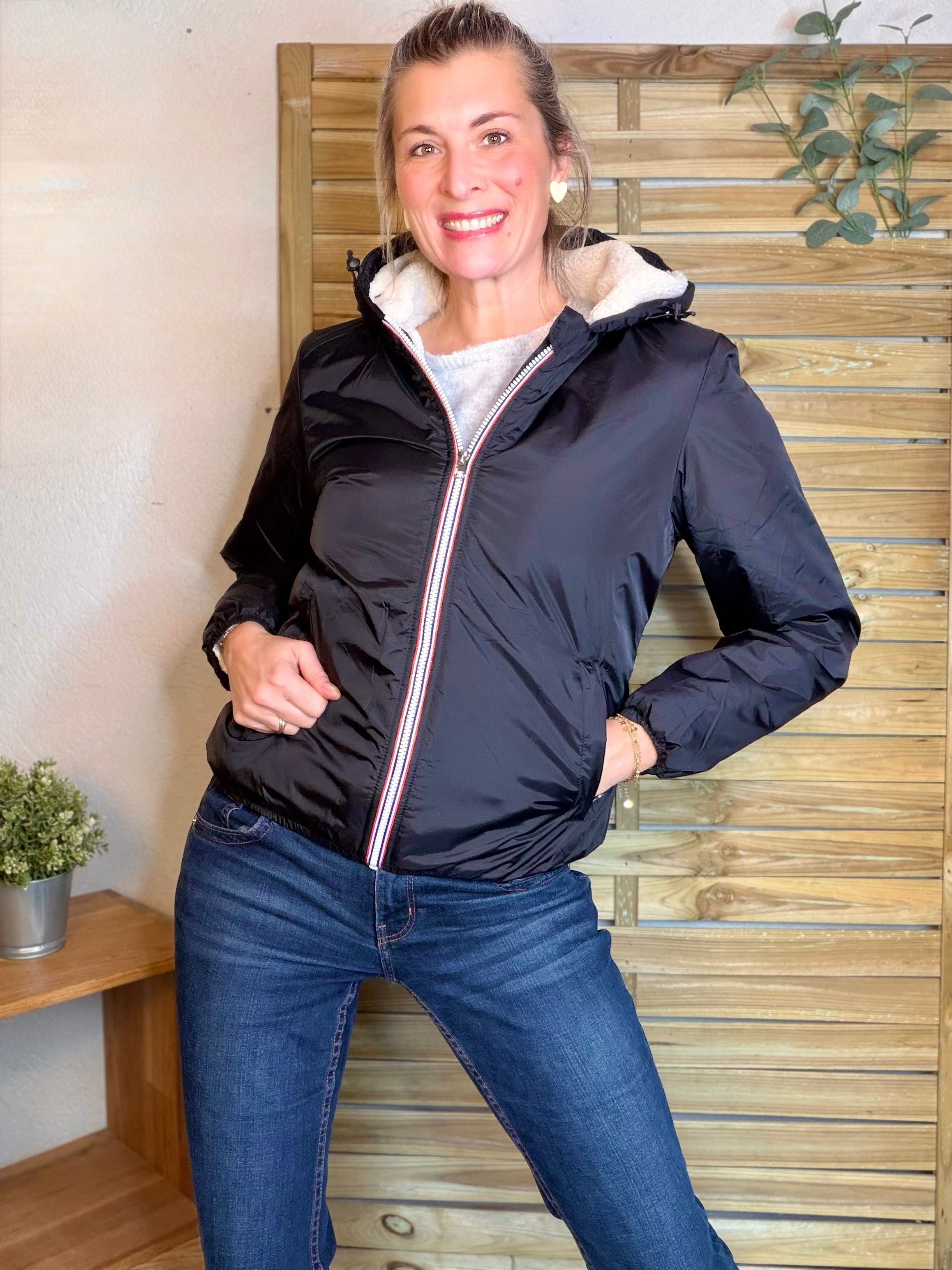 Parka Imperméable LOUISE COURT sherpa - Noir - LAURA JO