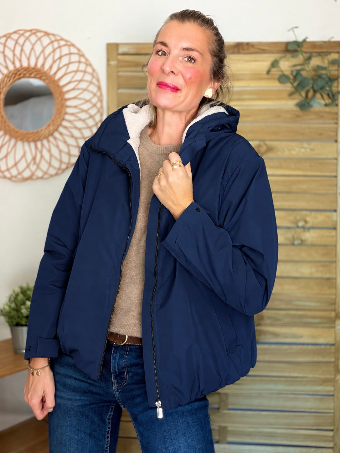 LAURA JO - Imperméable fourré EVA court - Bleu marine