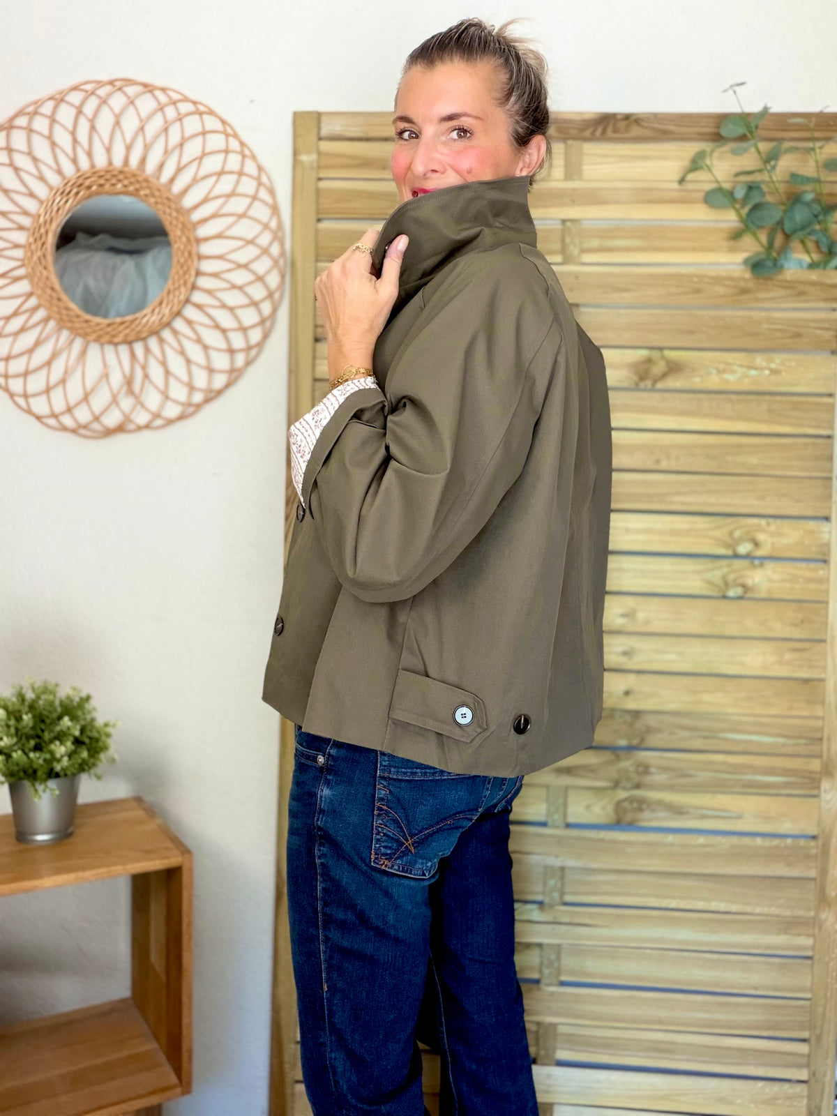 Veste Trench avec Liberty - MADELEINE Kaki