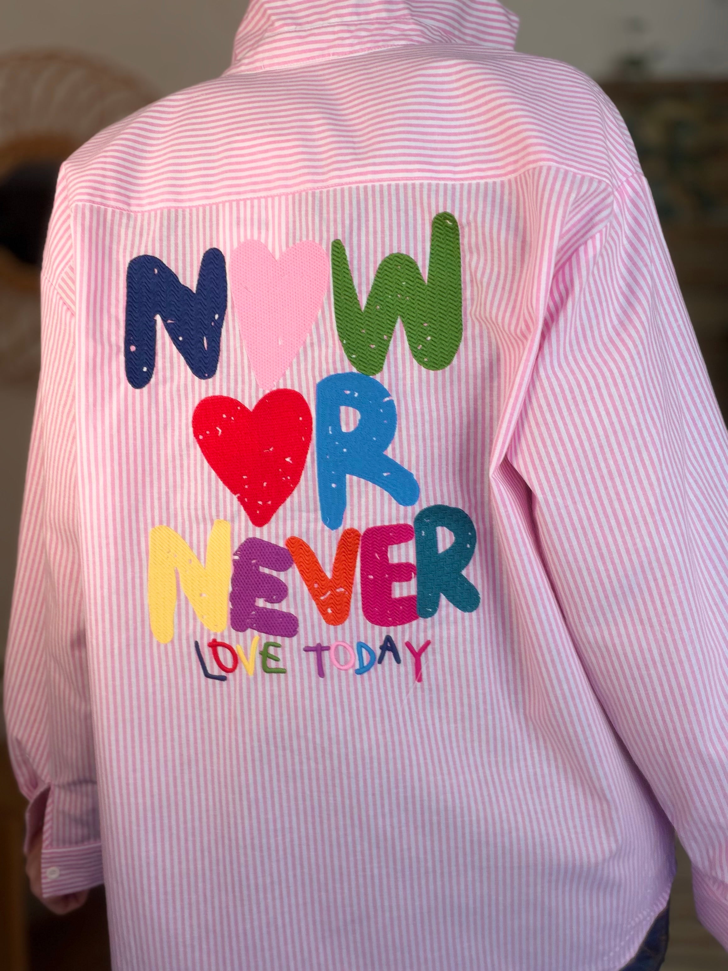 Chemise rayée brodée TINA Rose