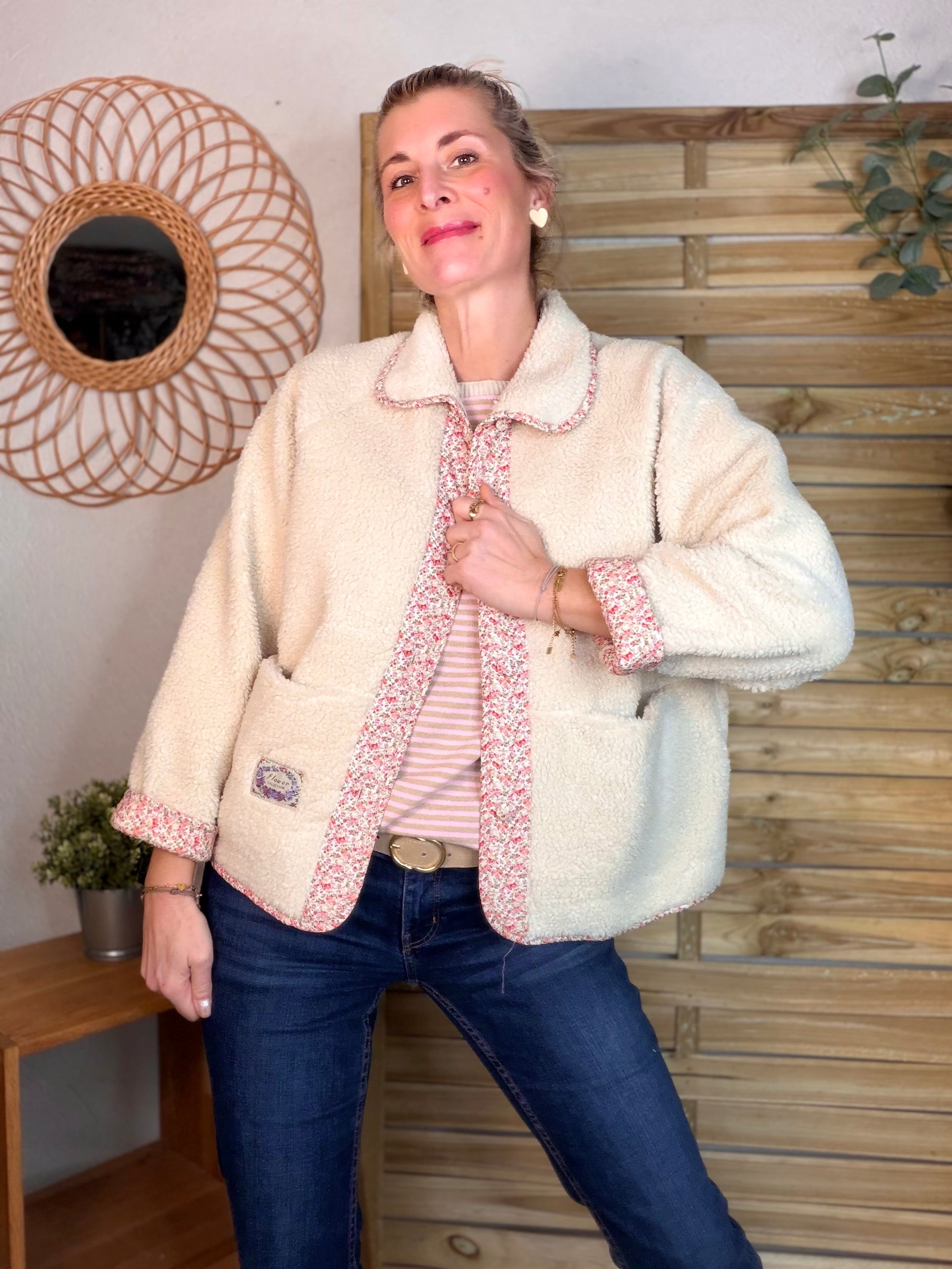 Veste Sherpa et fleurs LÉONIE