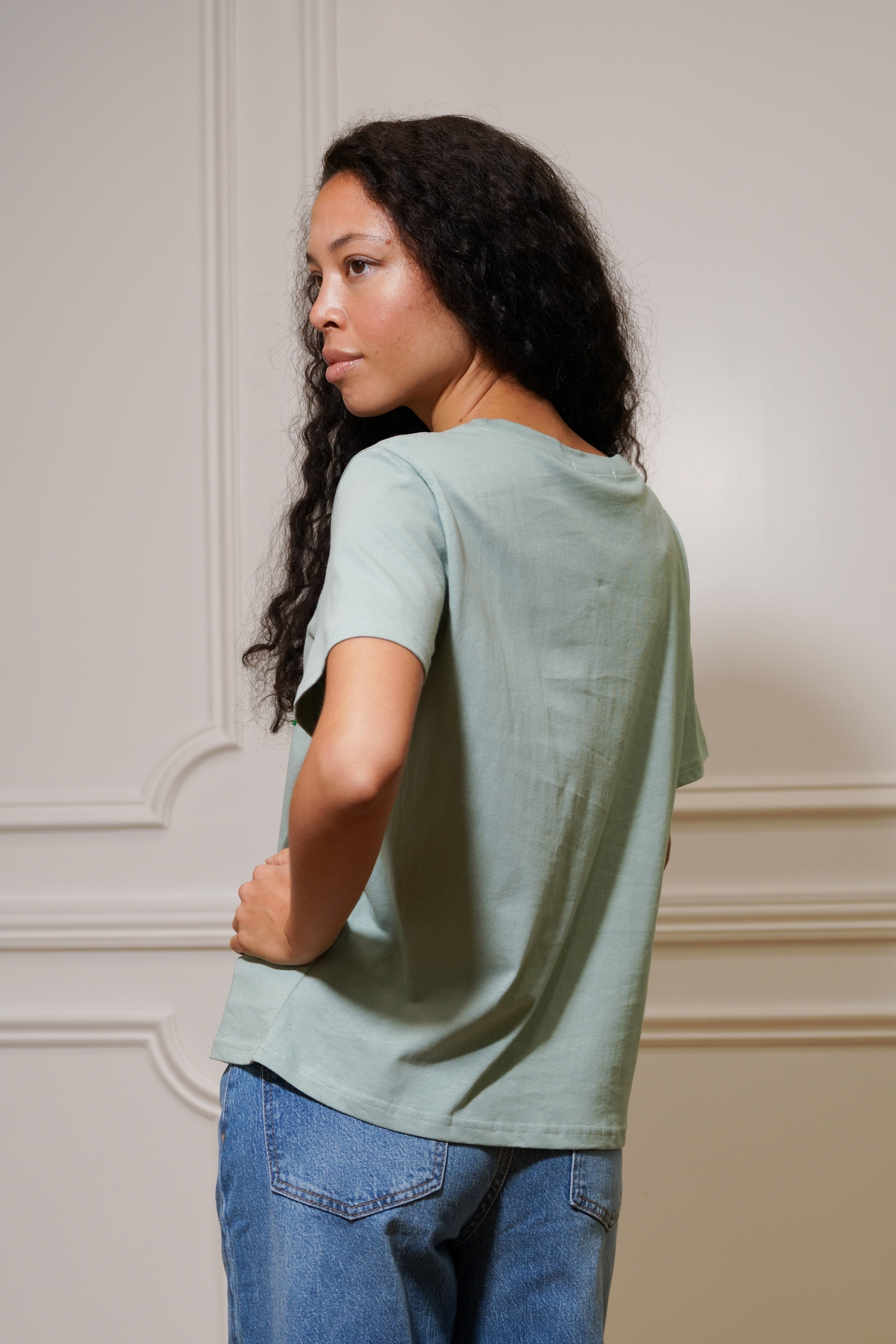 Tee shirt amour fleuri ARYA Vert sauge