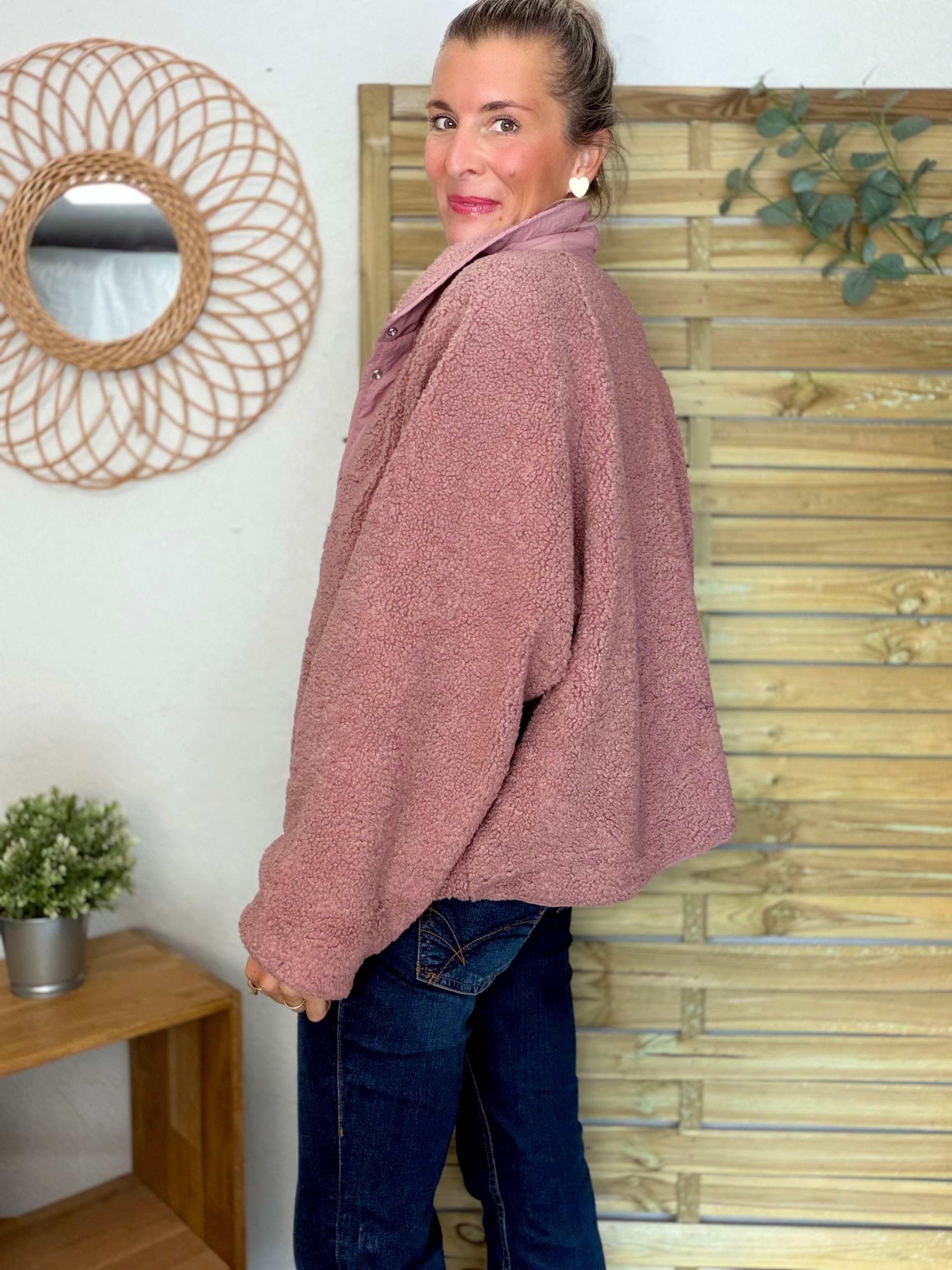 Veste matelassée réversible Sherpa AMÉLIE Vieux rose