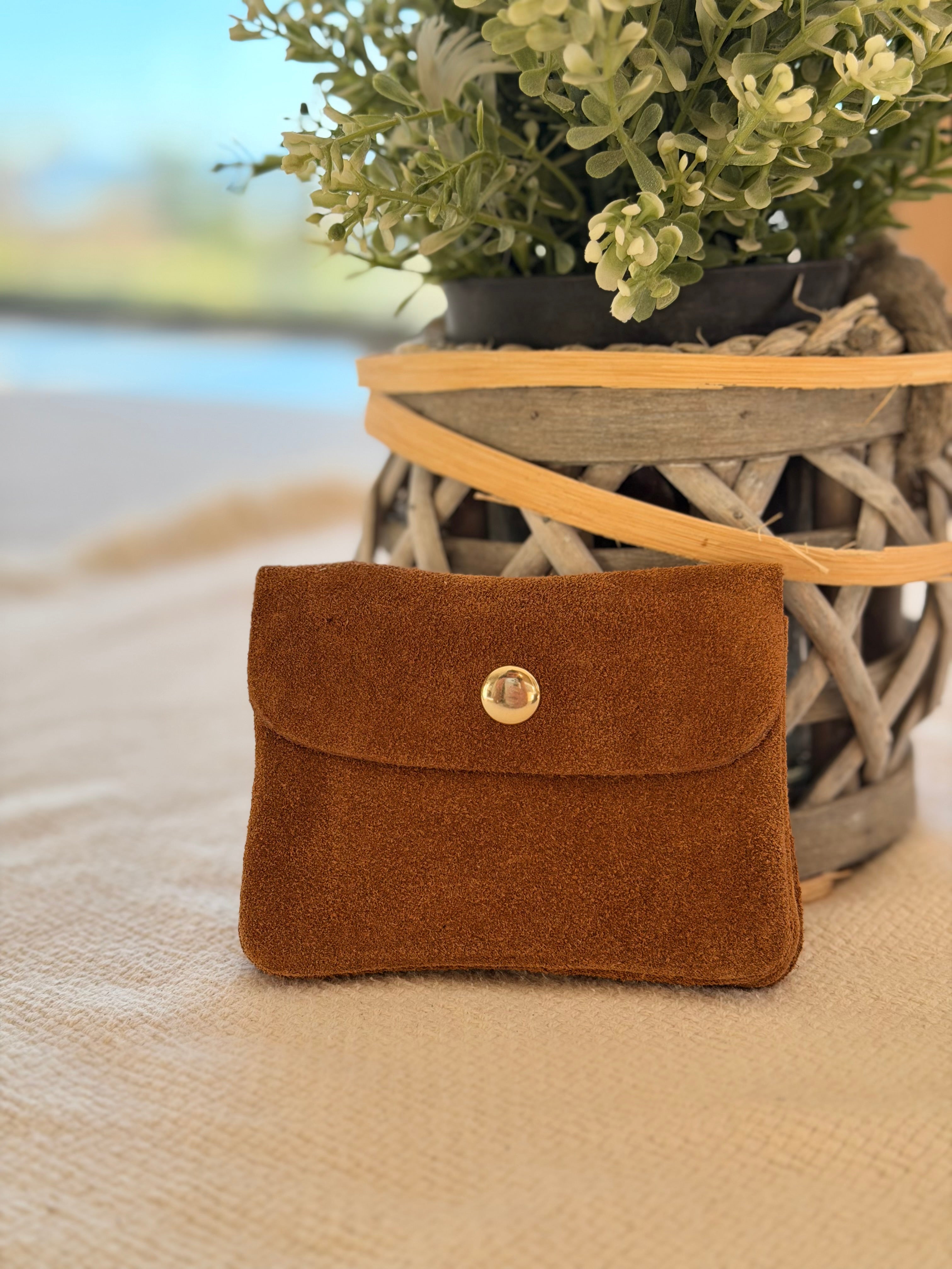 Porte monnaie / porte carte en cuir daim ACHILLE