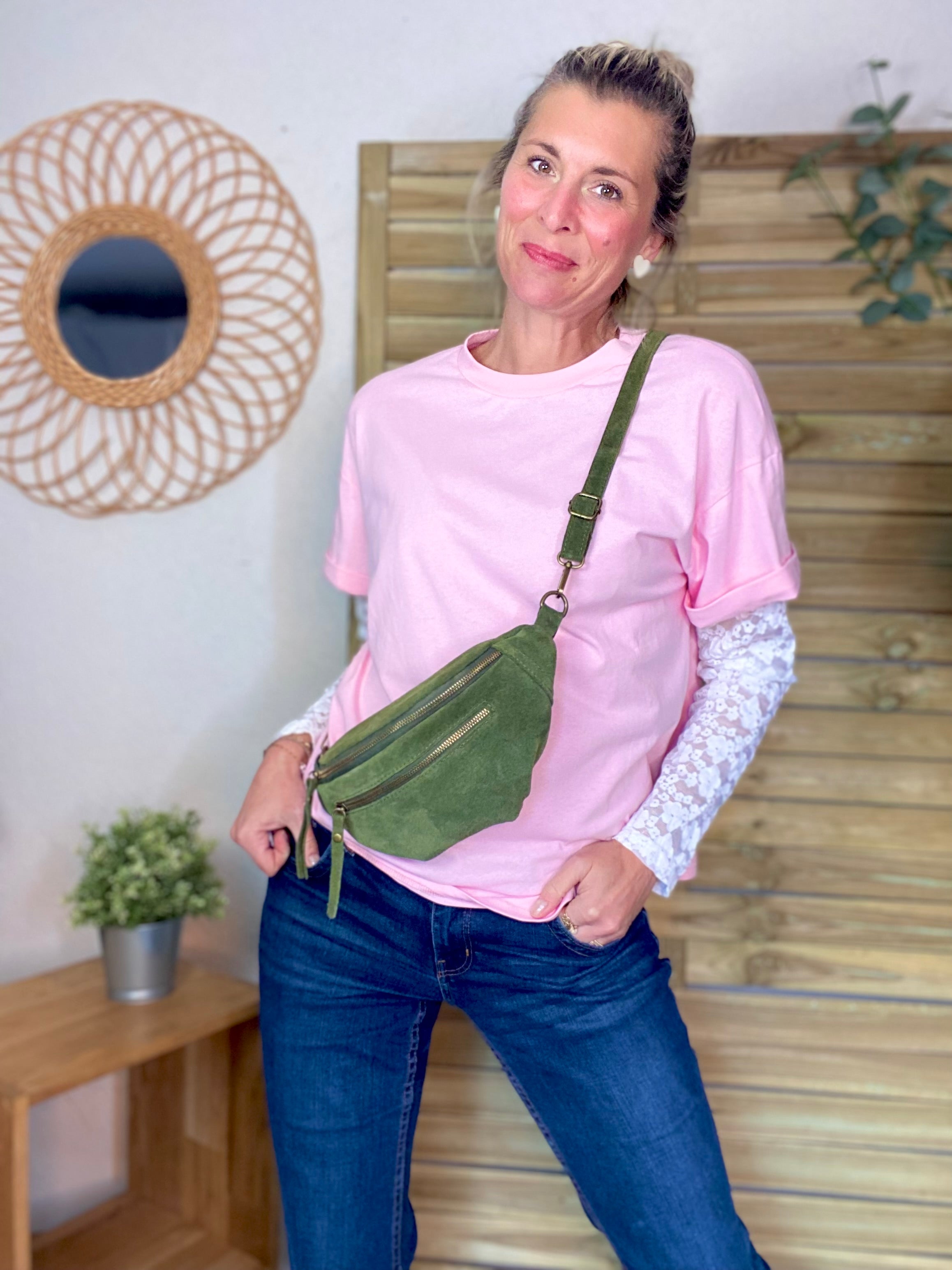 Tee shirt avec manches longues dentelle PAMELA - Rose