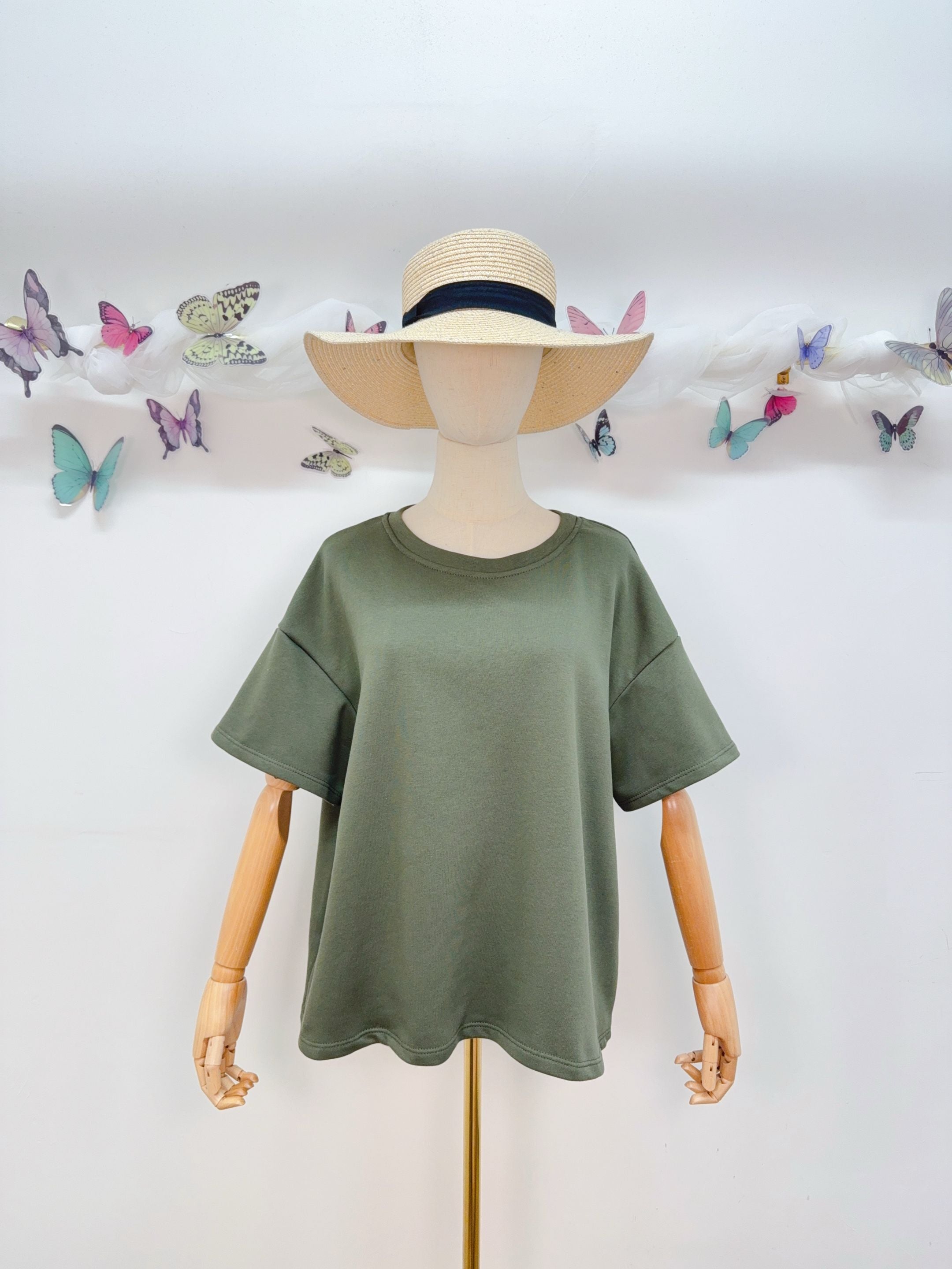 Tee shirt GOOD VIBES matière sweat - ALESSIA Kaki