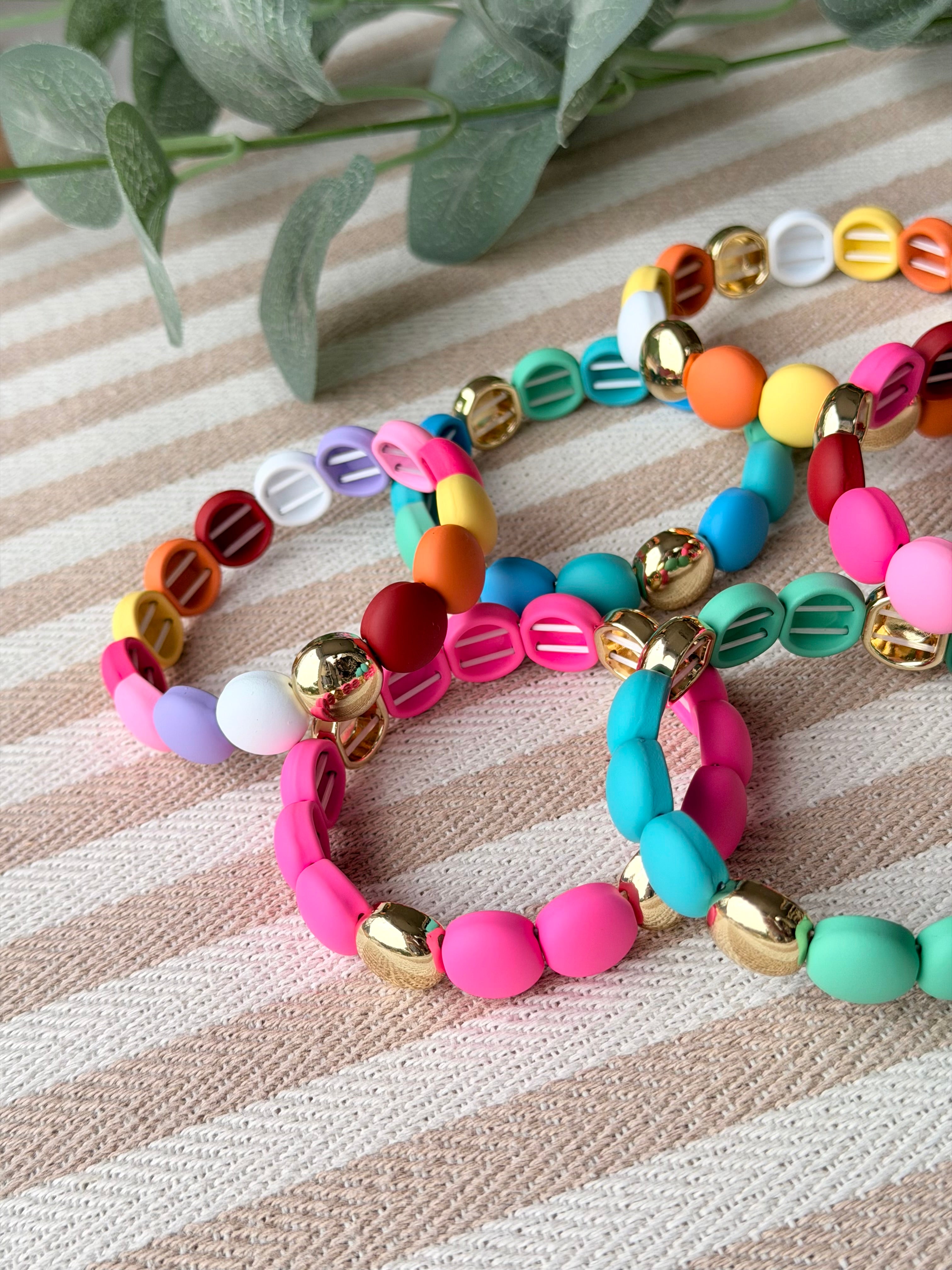 Bracelet élastiqué perles plates NINA