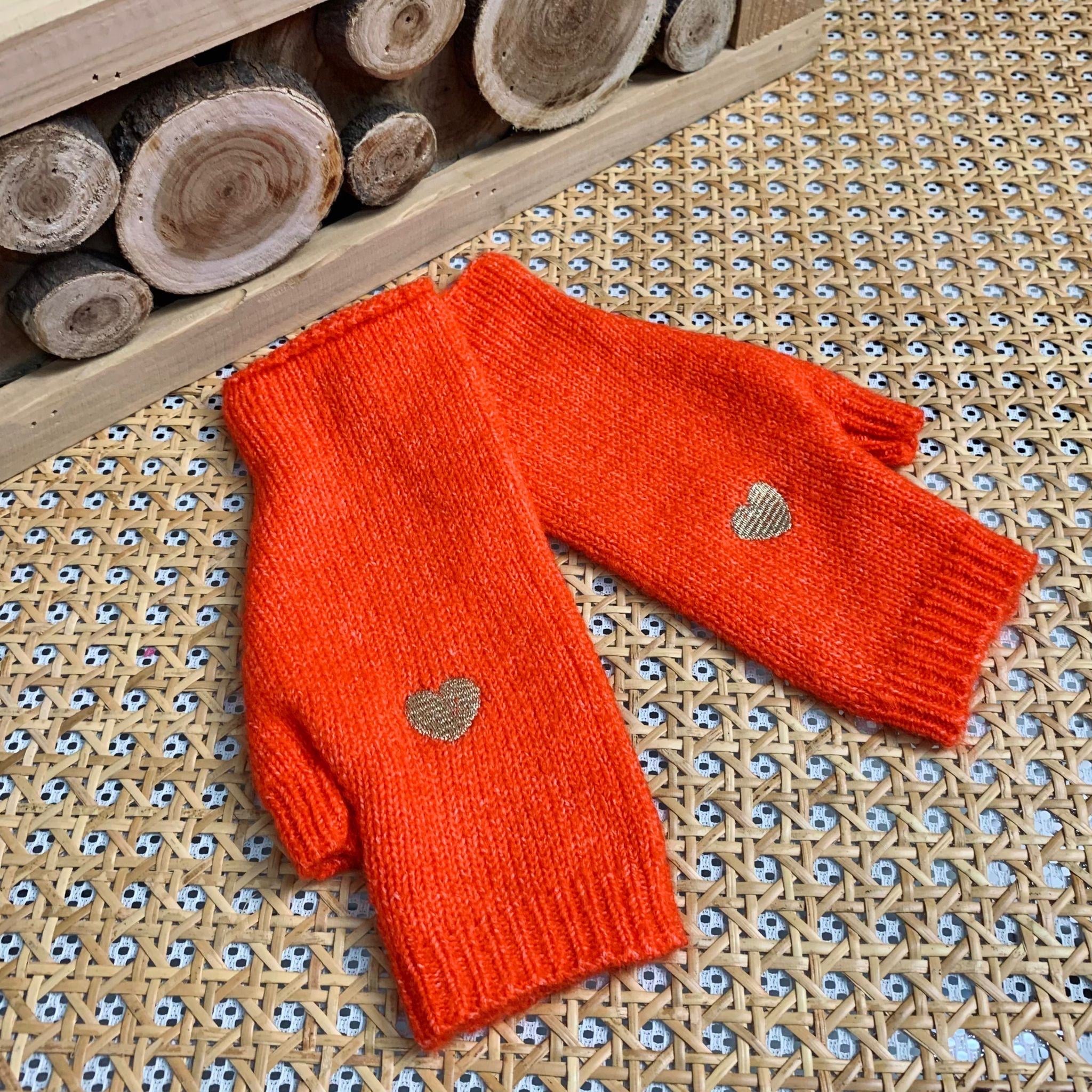 Mitaines CLARISSE avec coeur brodé 💛❤️