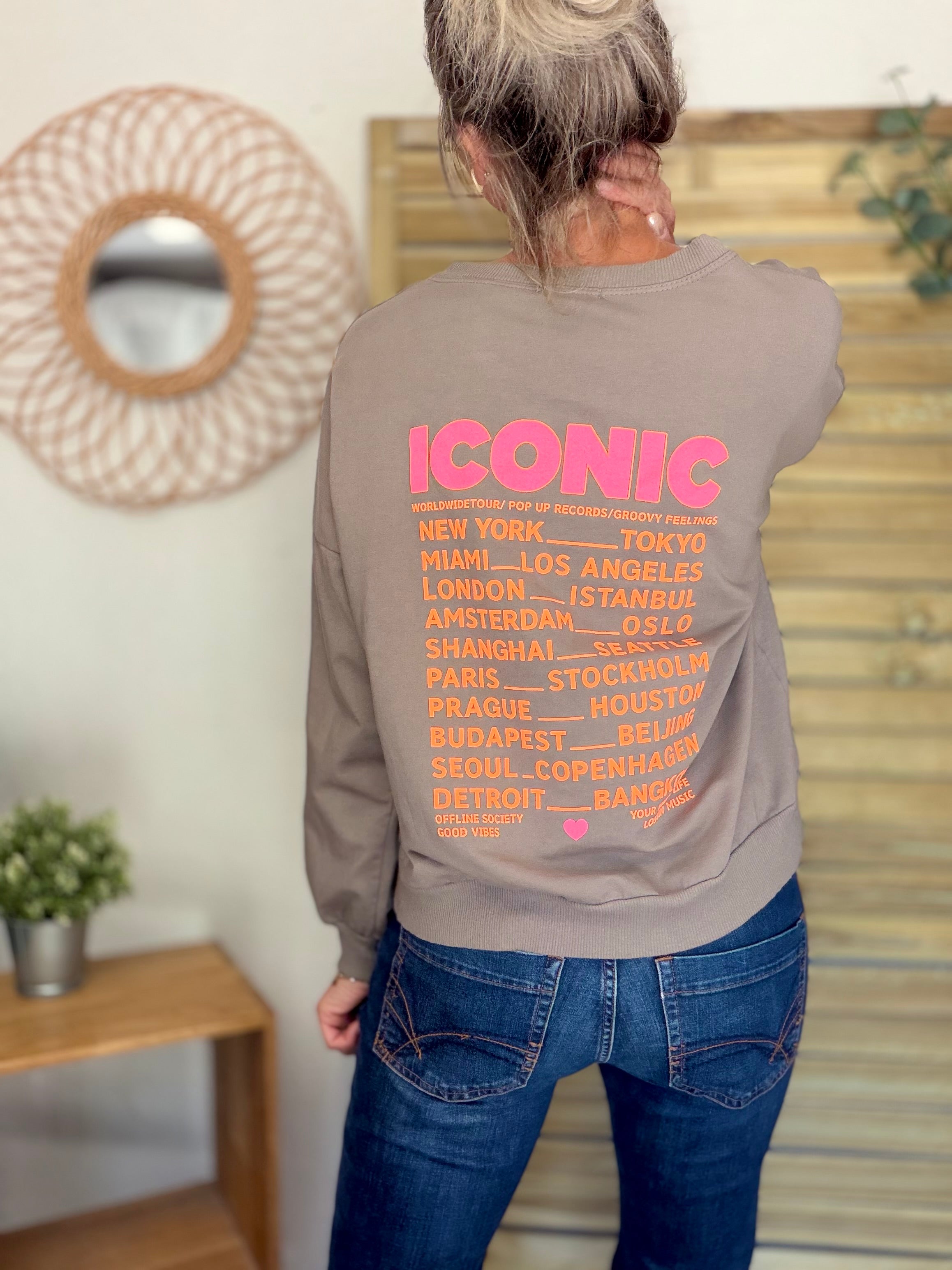 Sweat ICONIC léger 100% coton FAUSTINE Taupe (taille 36 à 46)