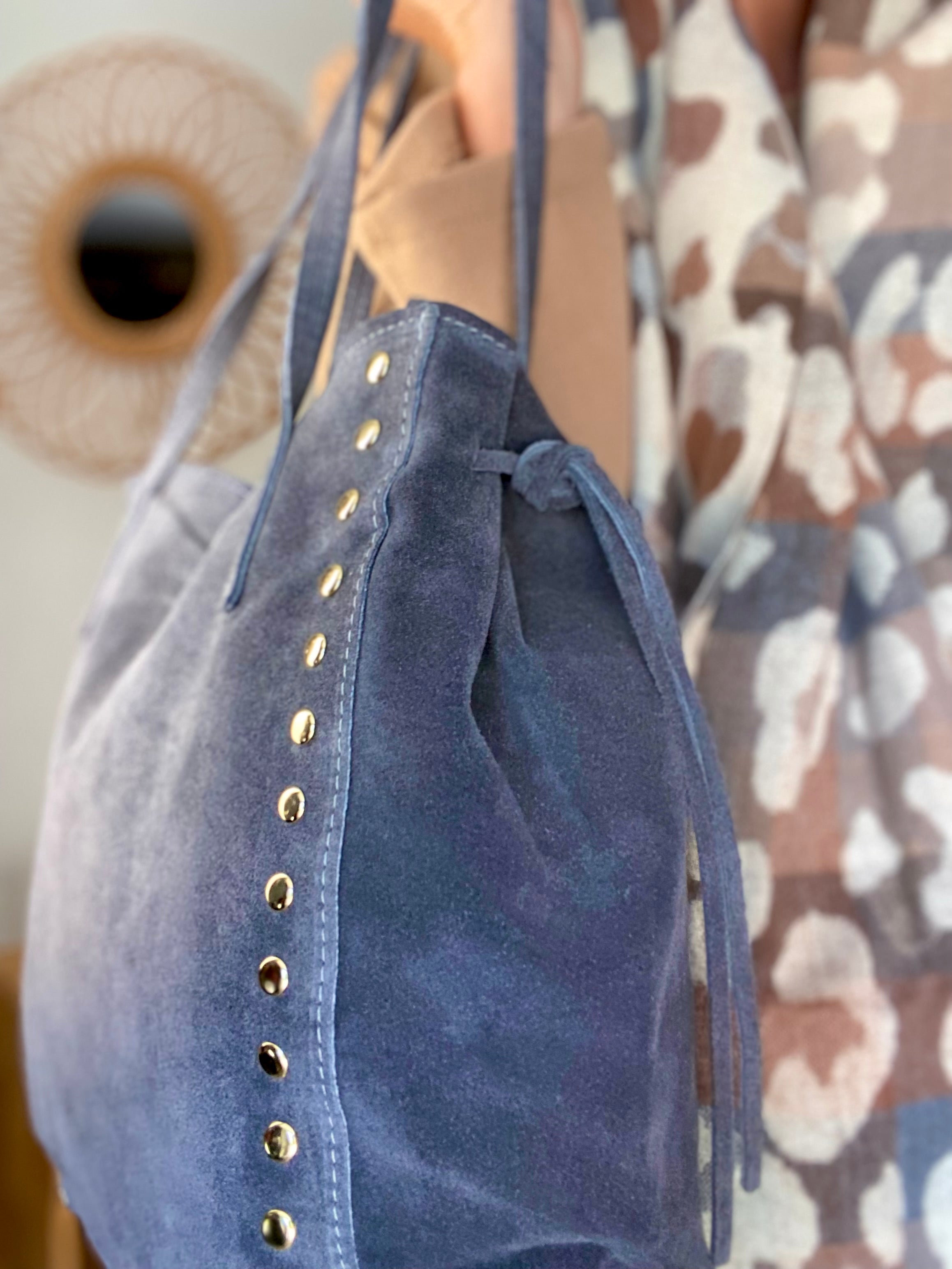 ⚡️PÉPITES FRIDAY - Sac en cuir daim avec clous - Gris foncé - COURTNEY