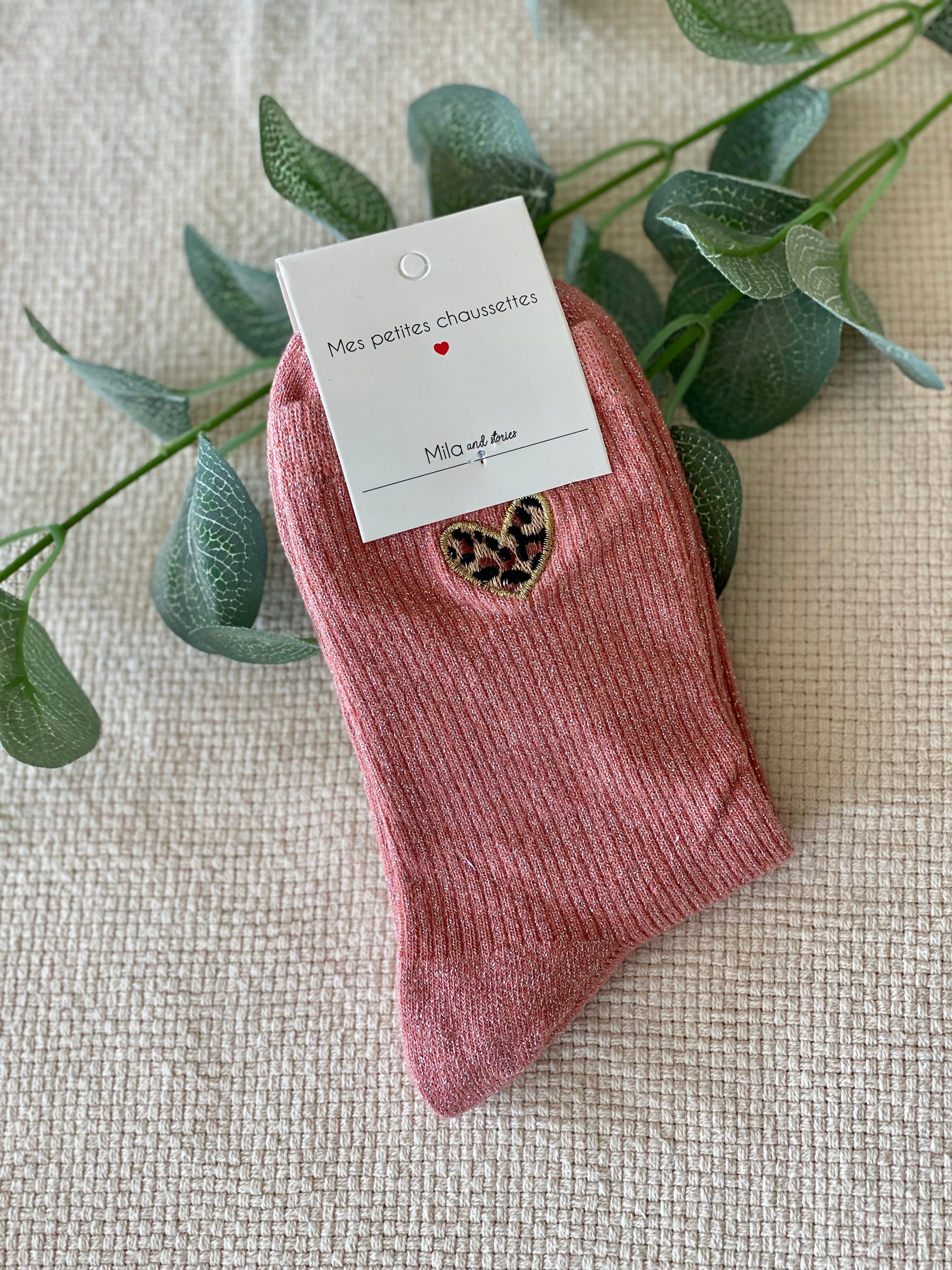 Chaussettes scintillantes glitter ZORA - Coeur Léo 🐆
