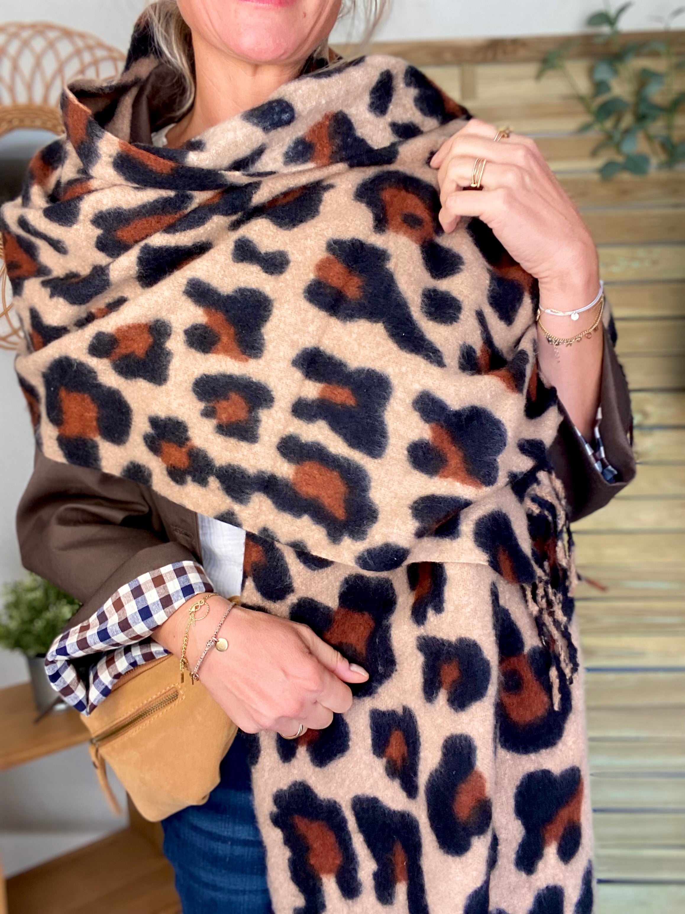 Écharpe douce MARTINE - Léo Taupe 🐆