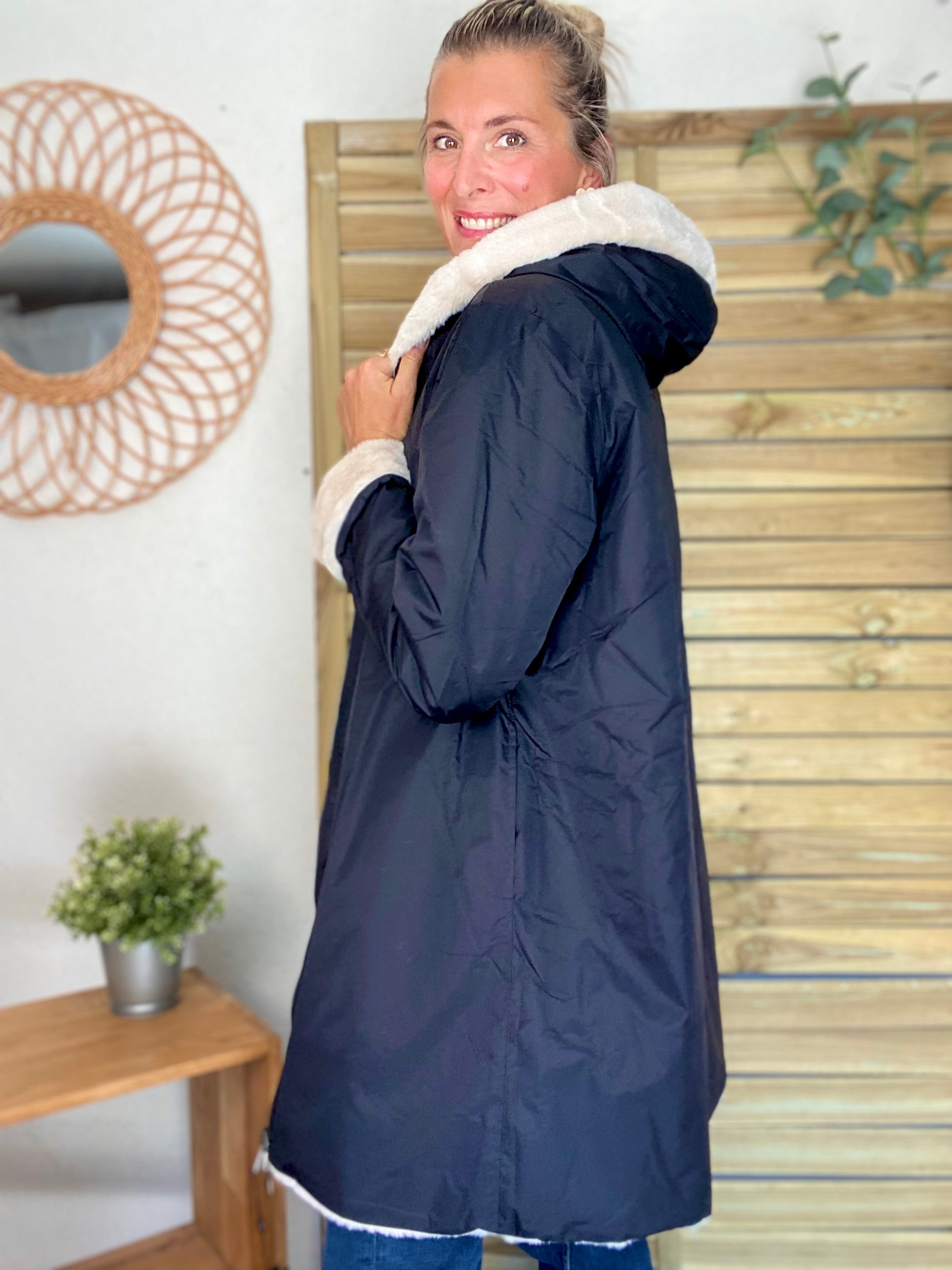 Parka Imperméable réversible fourrée Noir / Beige ALIX - LAURA JO