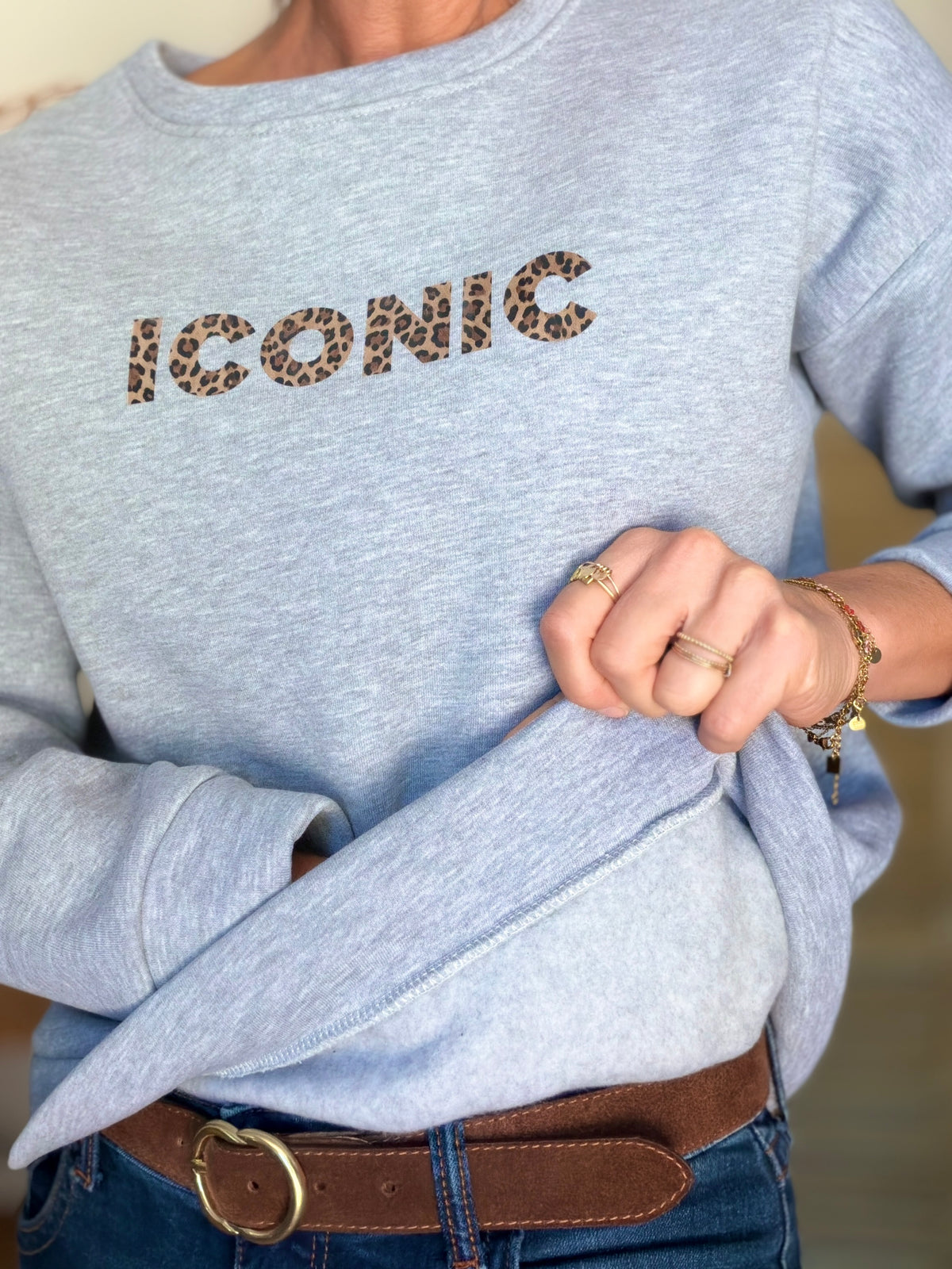 Sweat ICONIC Léo molleton ISALINE - Gris