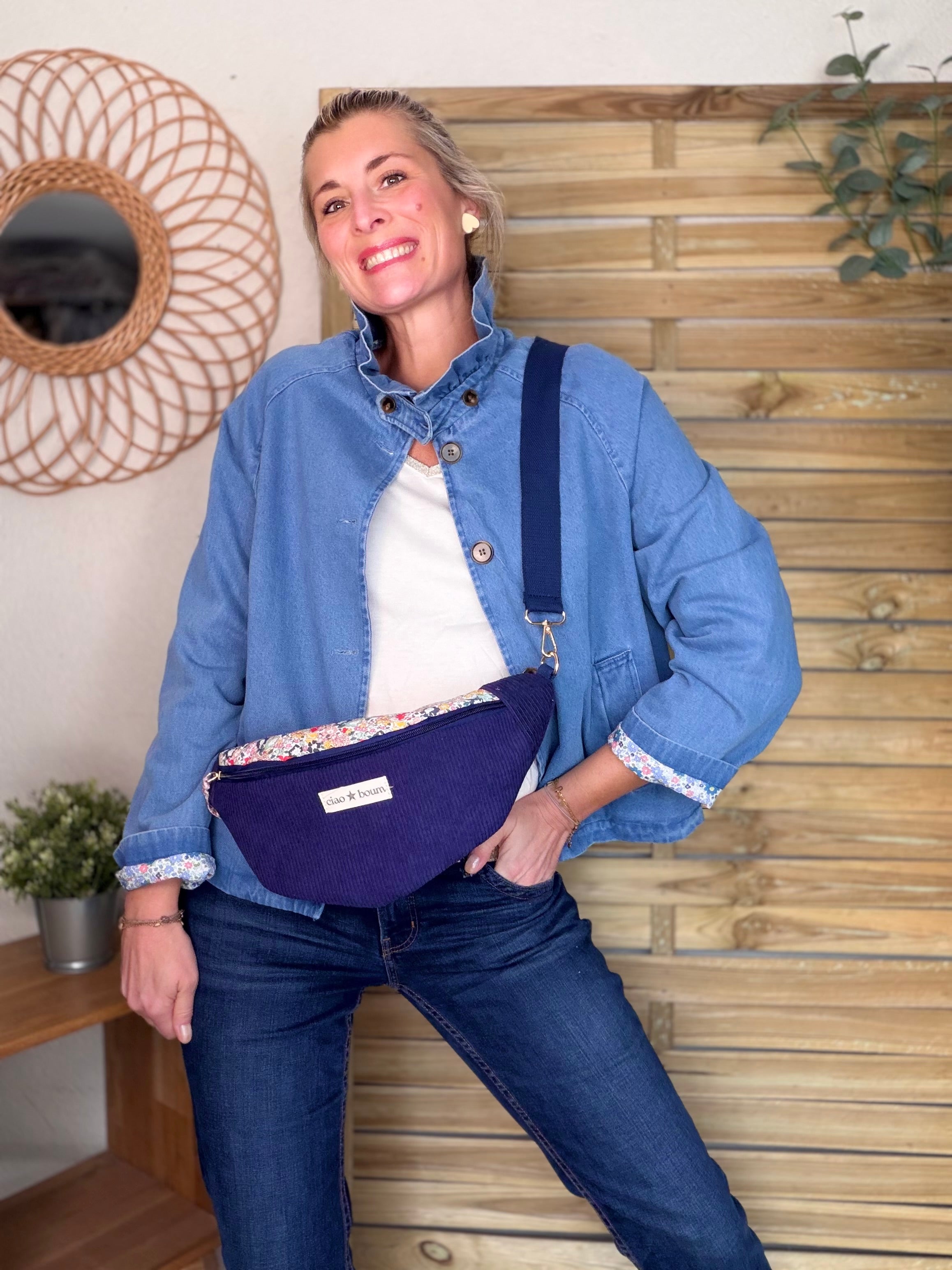 Veste Denim col victorien avec Liberty - VICKY Jean
