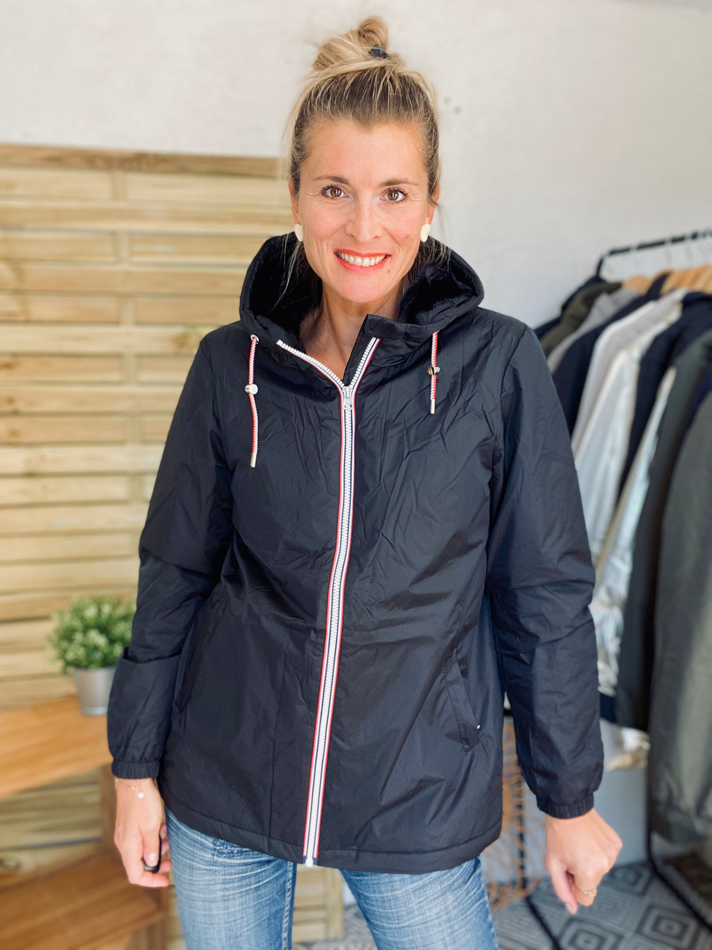 Parka Imperméable THELMA MI-LONG fourré - Noir - Laura Jo