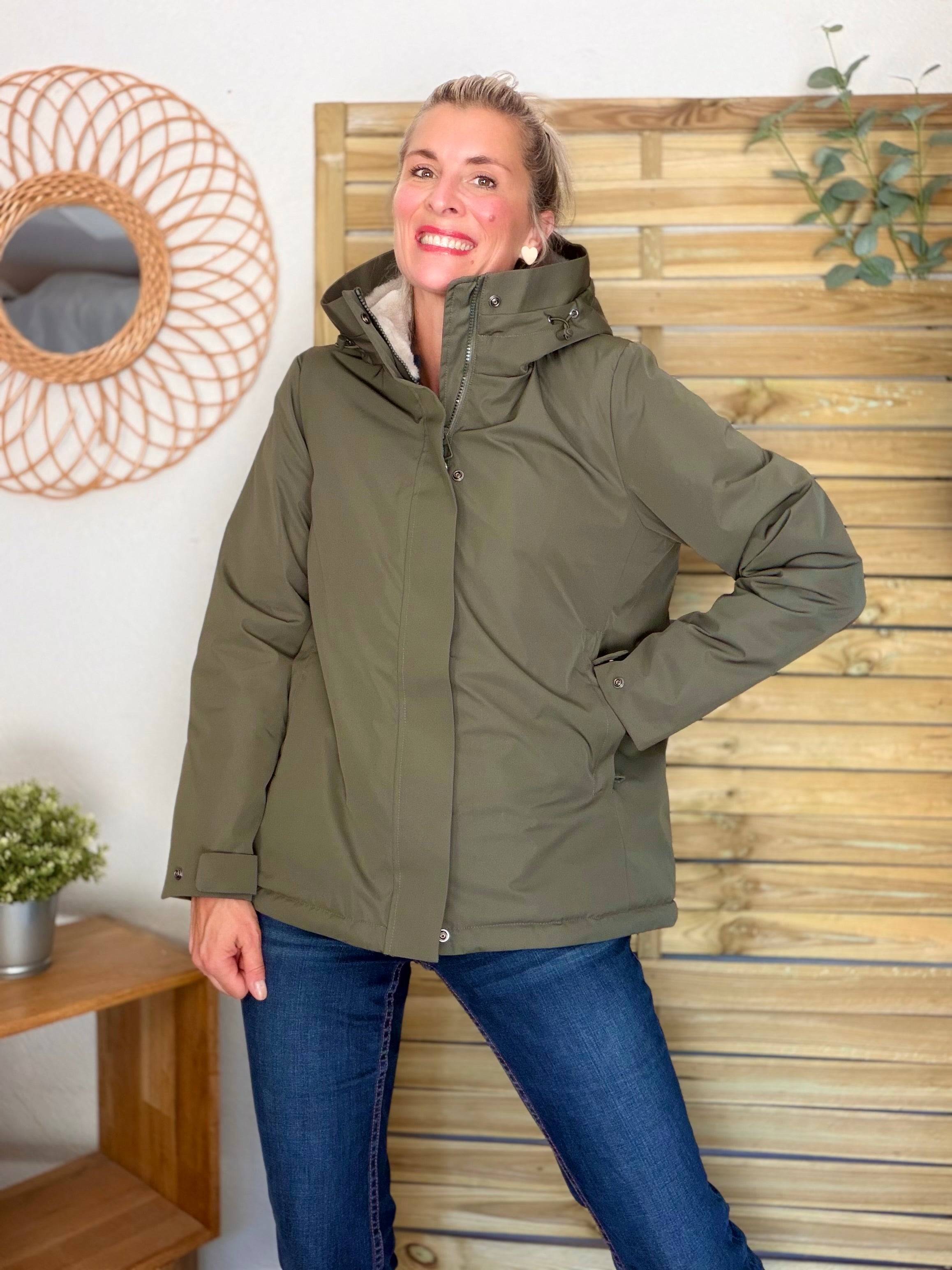 LAURA JO - Parka fourrée imperméable AMBRE MI-LONG - Kaki / Beige