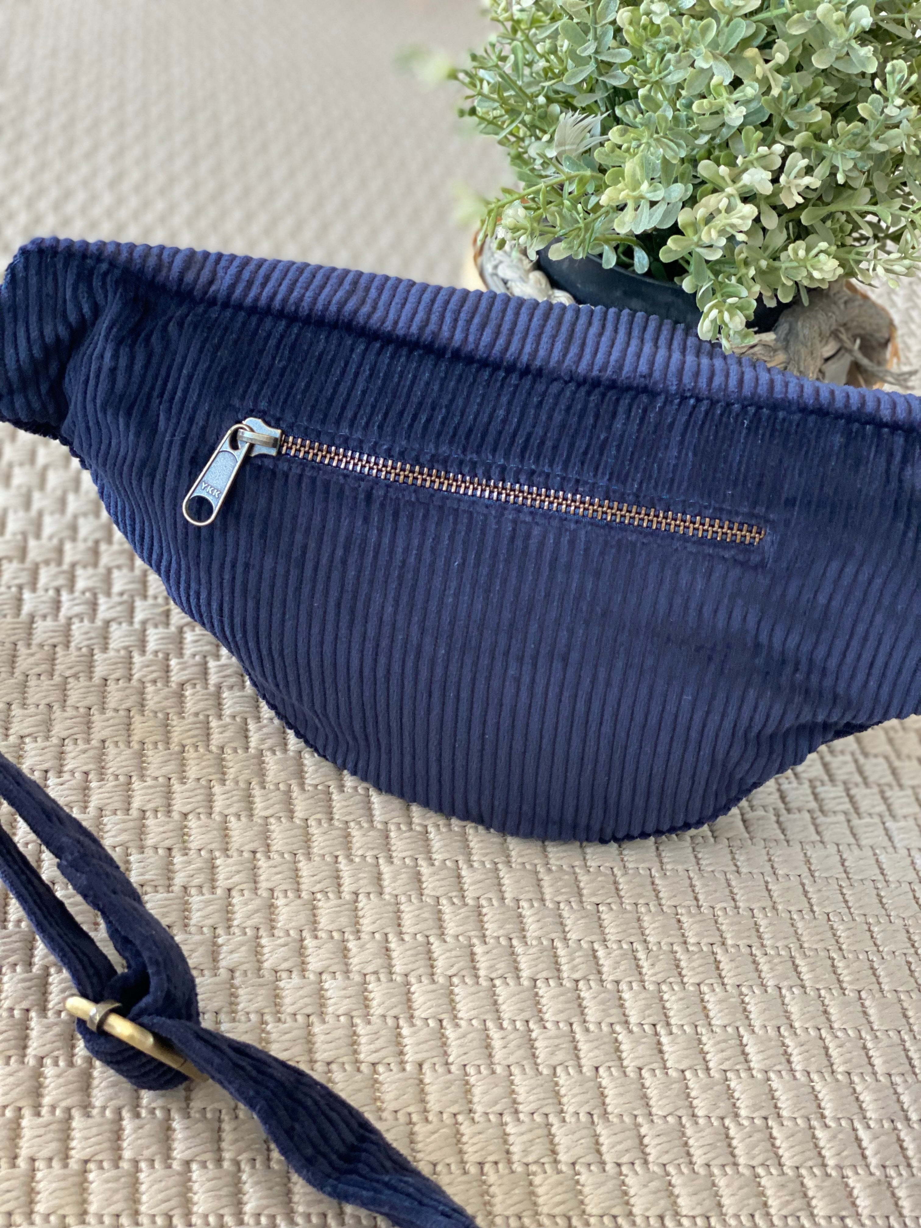 Sac banane XL HINDBAG Sasha Velours Marine