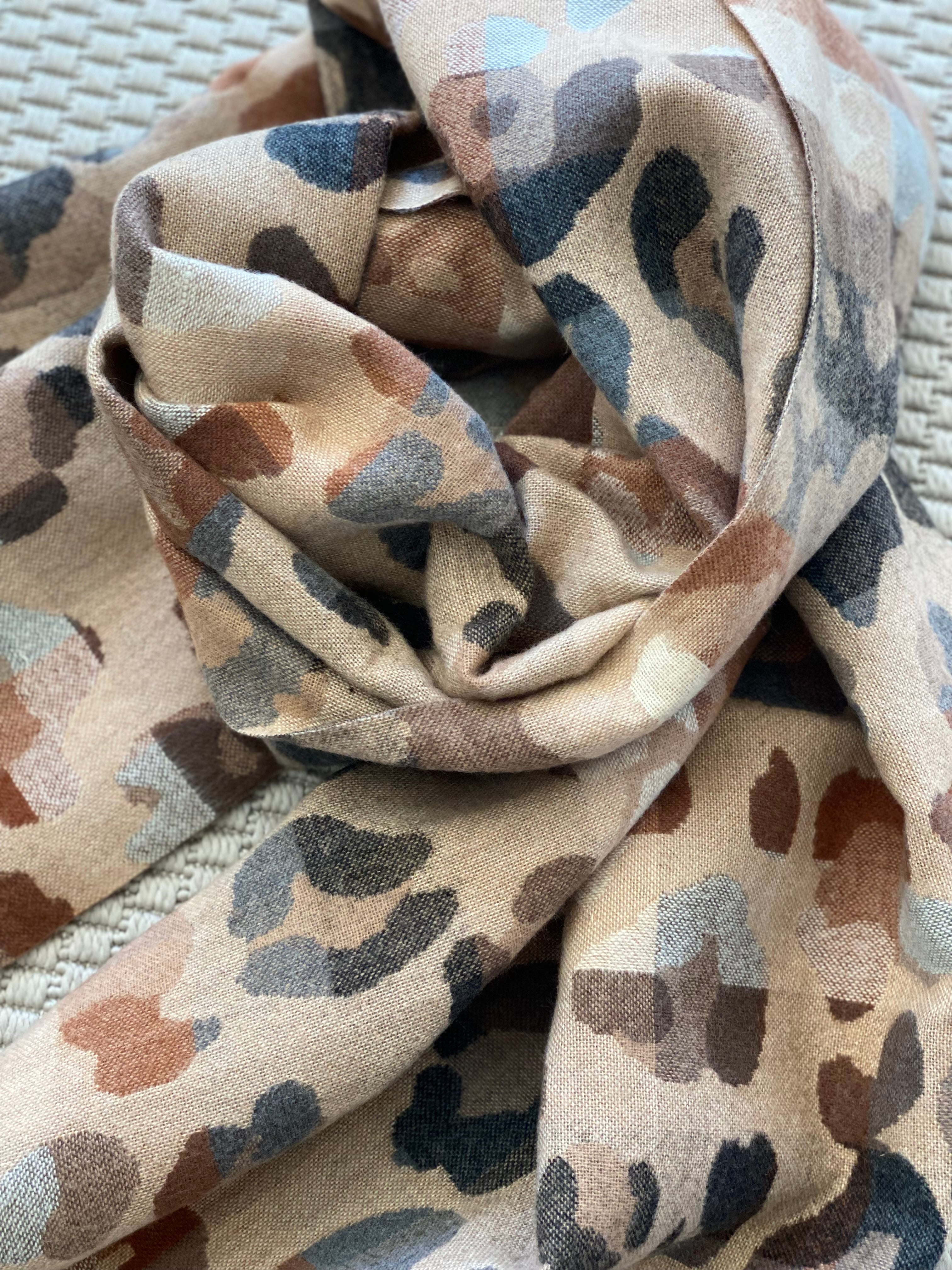 Écharpe douce AGNÈS Léo multico Camel 🐆